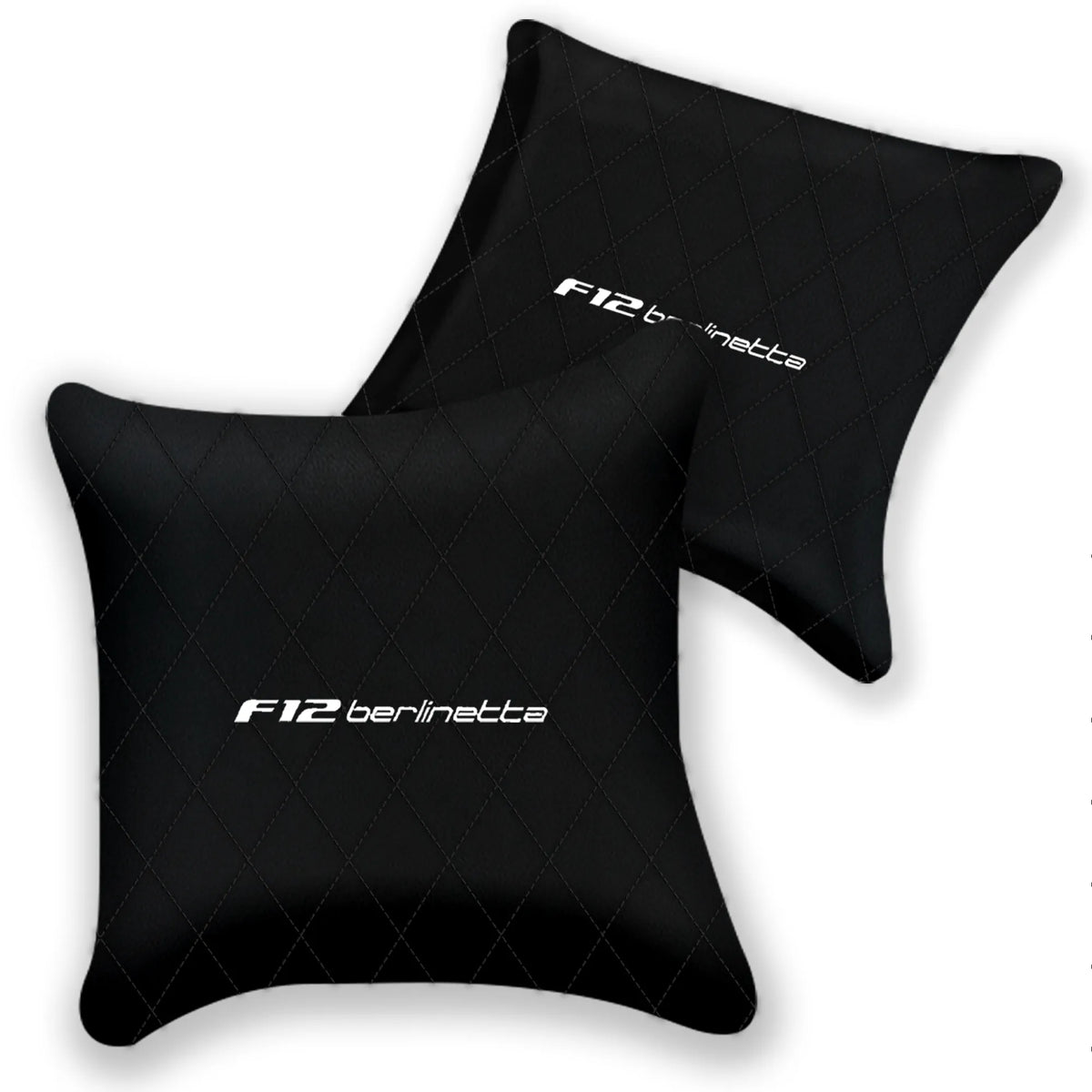 Customizable Black Leather Pillows Set of 2 for Ferrari F12 Berlinetta (2012-2022) - Various Stitching Colors
