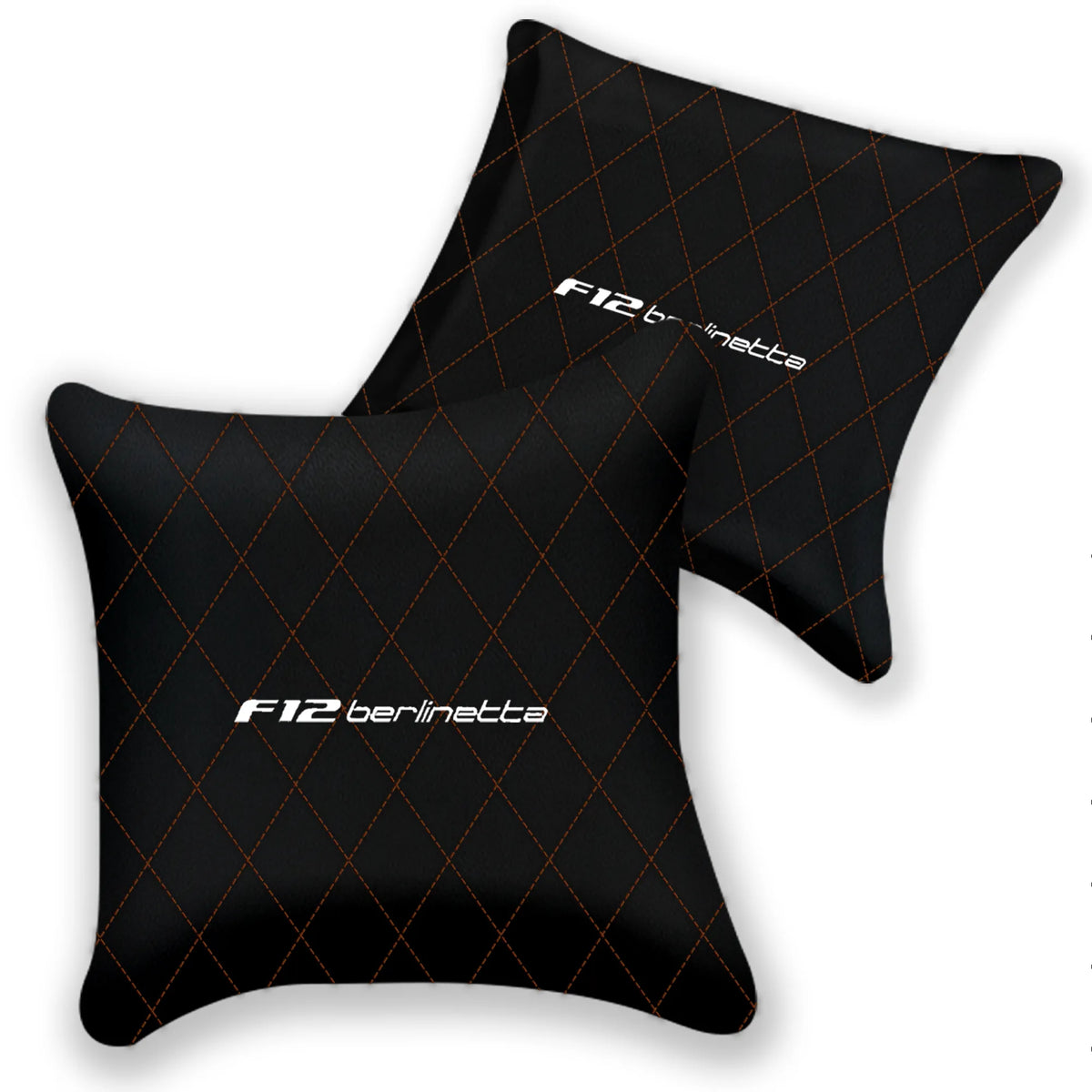 Customizable Black Leather Pillows Set of 2 for Ferrari F12 Berlinetta (2012-2022) - Various Stitching Colors