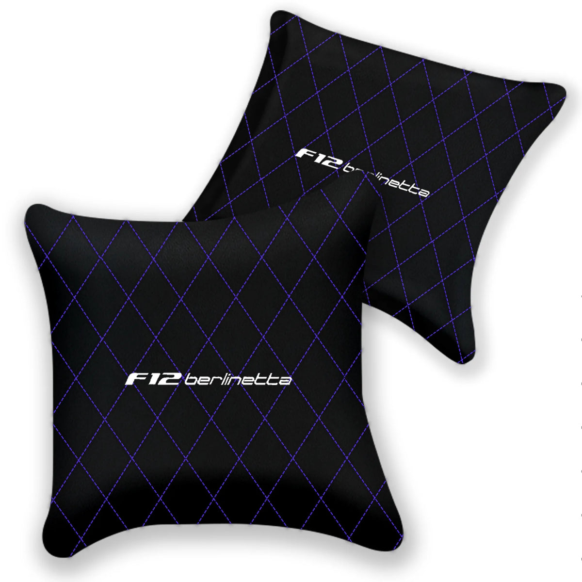 Customizable Black Leather Pillows Set of 2 for Ferrari F12 Berlinetta (2012-2022) - Various Stitching Colors