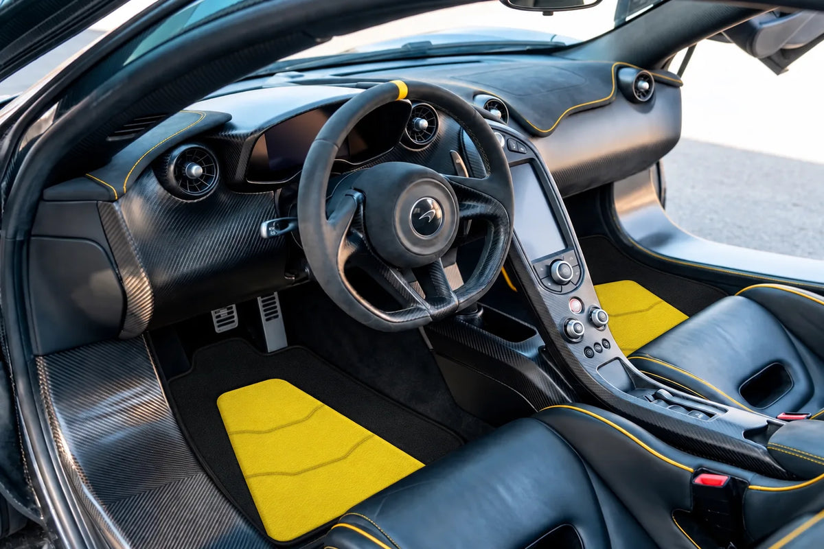 Customizable Leather Floor Mats with AW29 Pattern for McLaren P1 (2013-2015) inside the vehicle