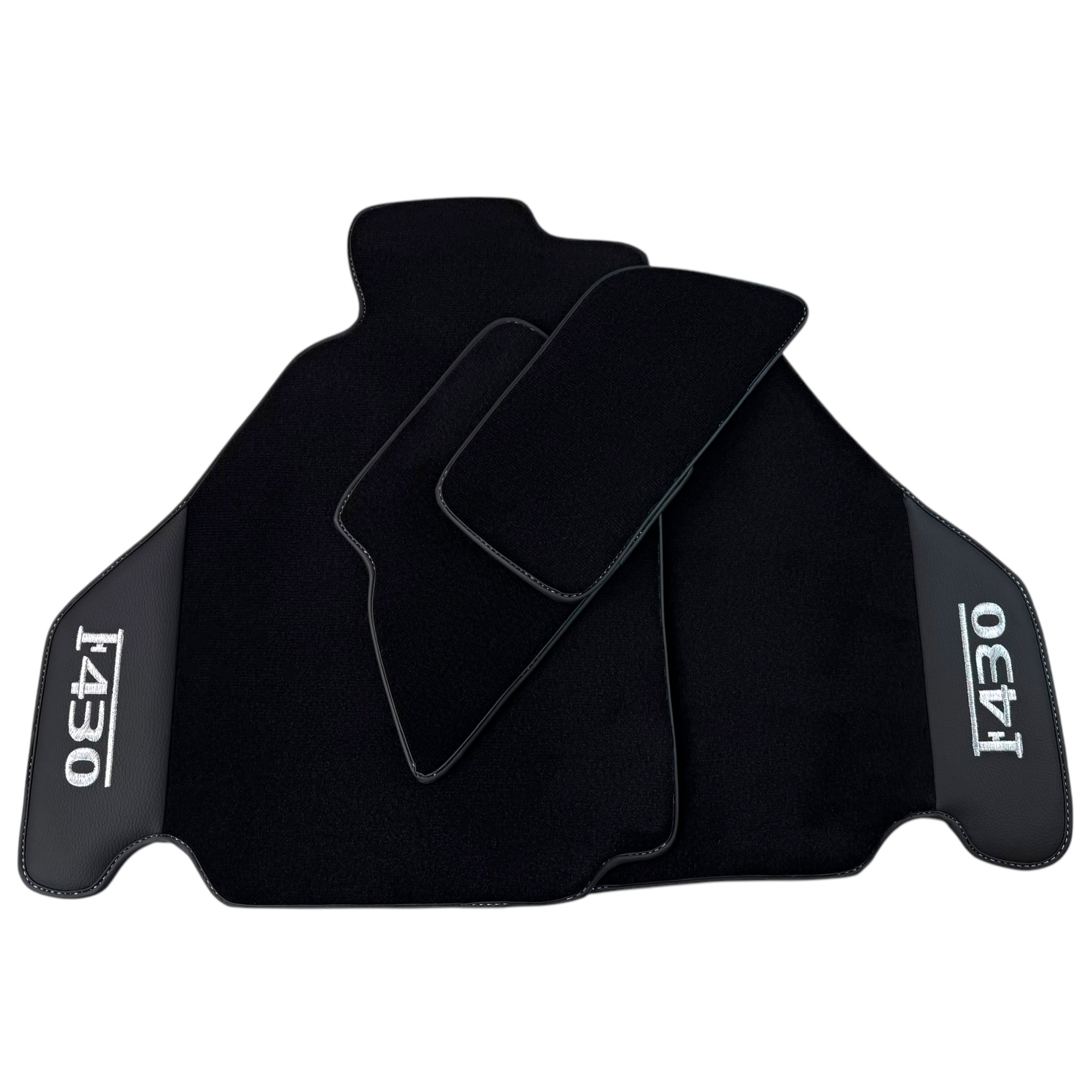 Black Floor Mats for Ferrari F430 (2004-2009) with Leather