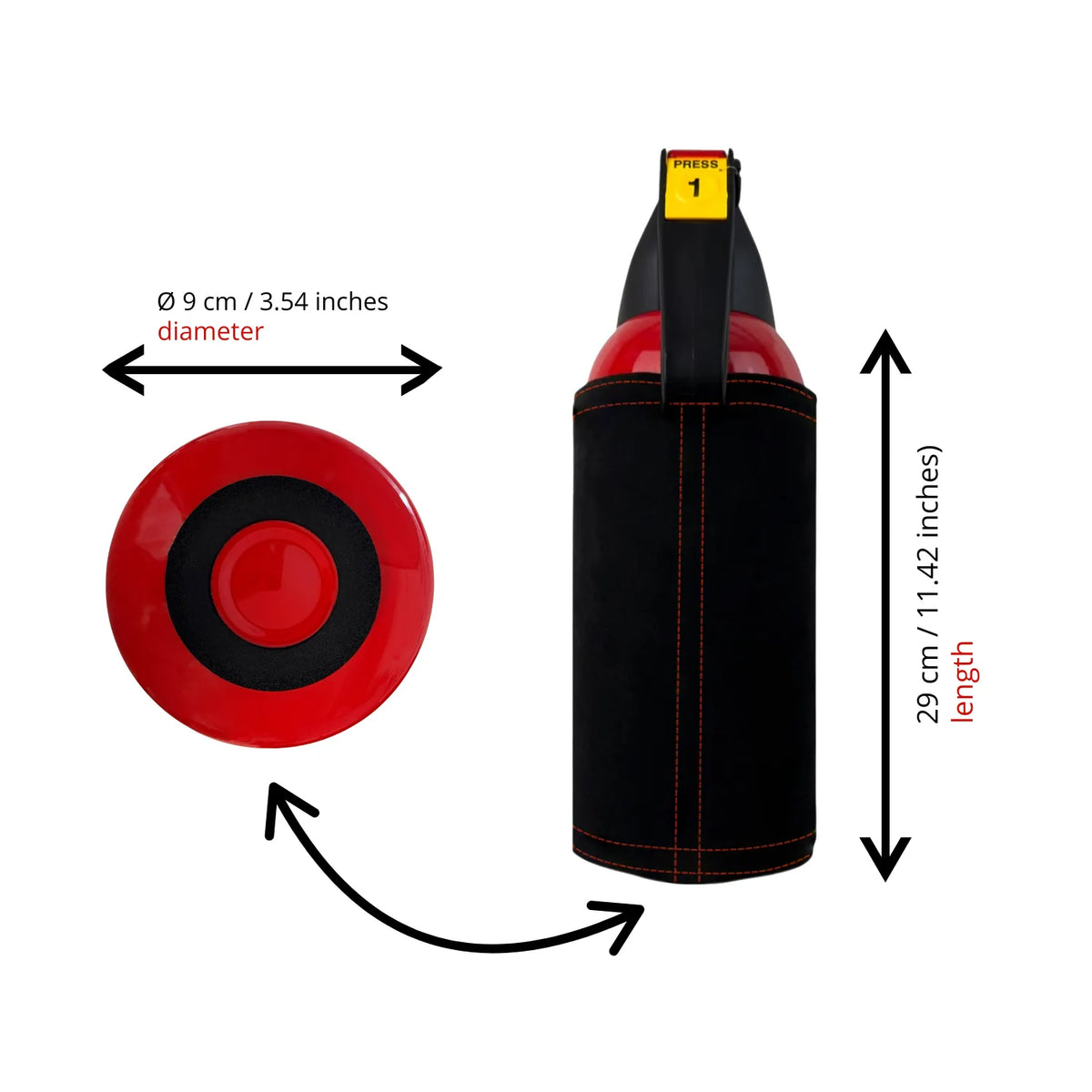 Fire Extinguisher Cover for Supercars – Black Alcantara with Various Color Stitching