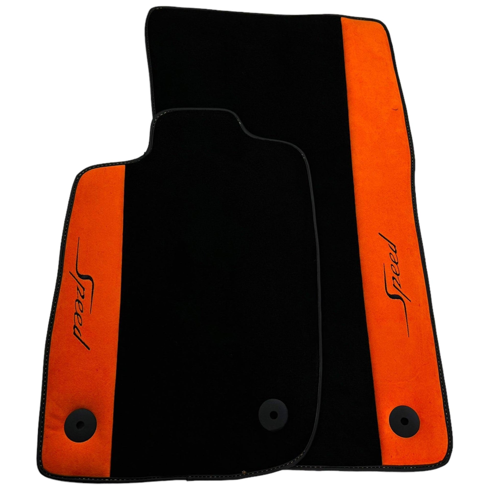 Floor Mats For Bentley Flying Spur (2019-2023) with Orange Alcantara Leather - AutoWin