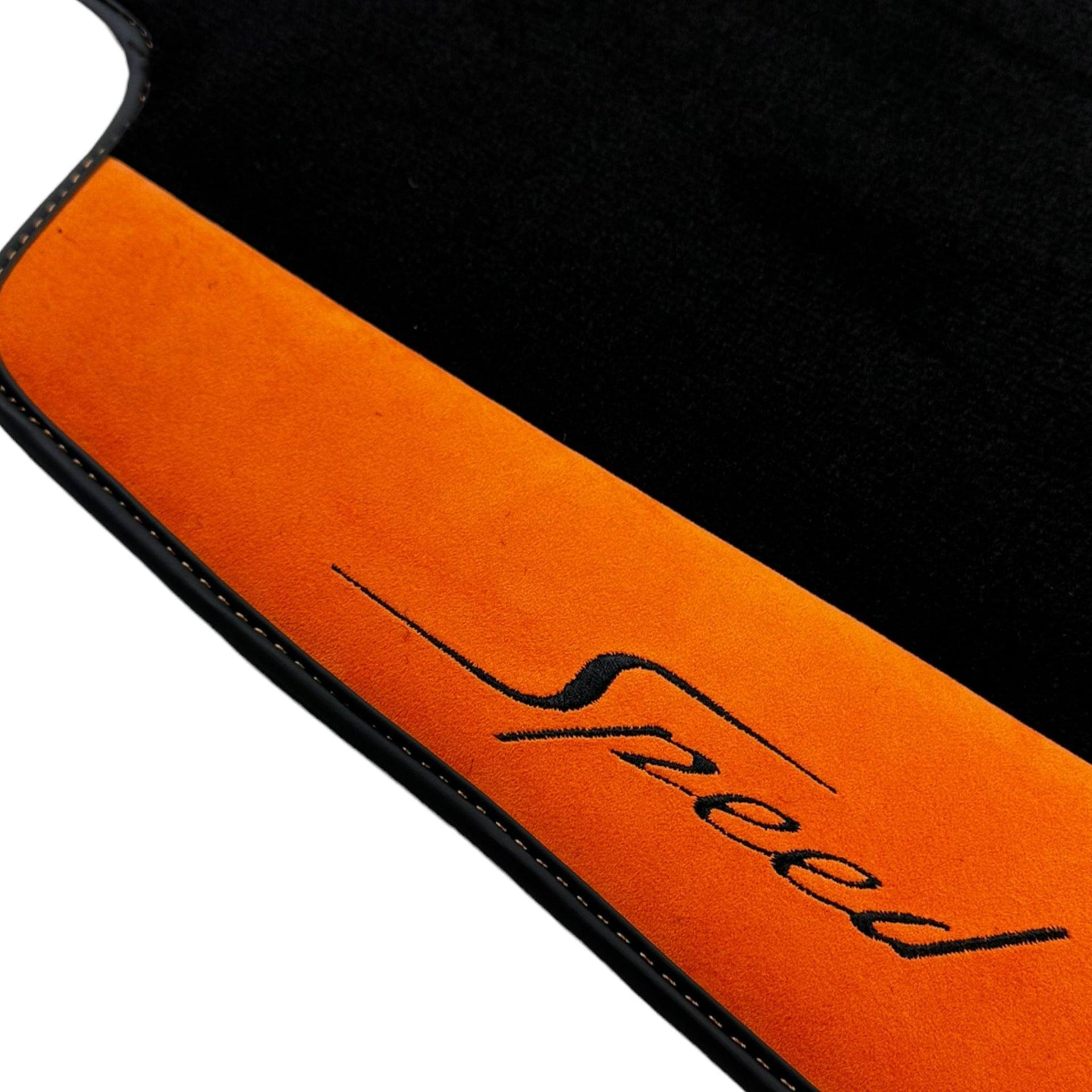 Floor Mats For Bentley Flying Spur (2019-2023) with Orange Alcantara Leather - AutoWin