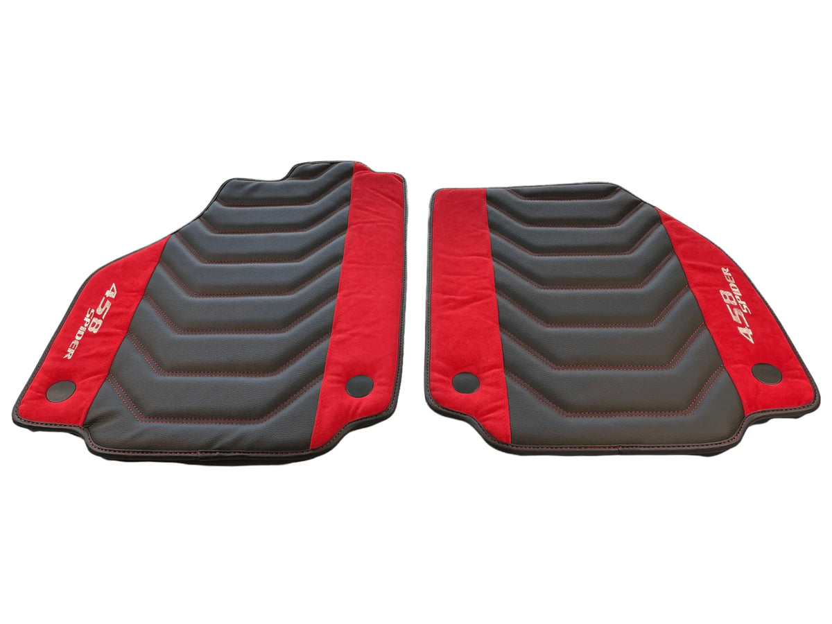 Floor Mats For Ferrari 458 Spider 2012-2015 Leather With Red Alcantara - AutoWin