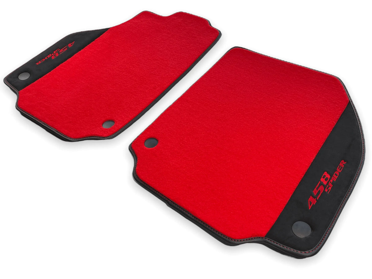Floor Mats For Ferrari 458 Spider 2012-2015 Red Carpet And Alcantara Leather - AutoWin