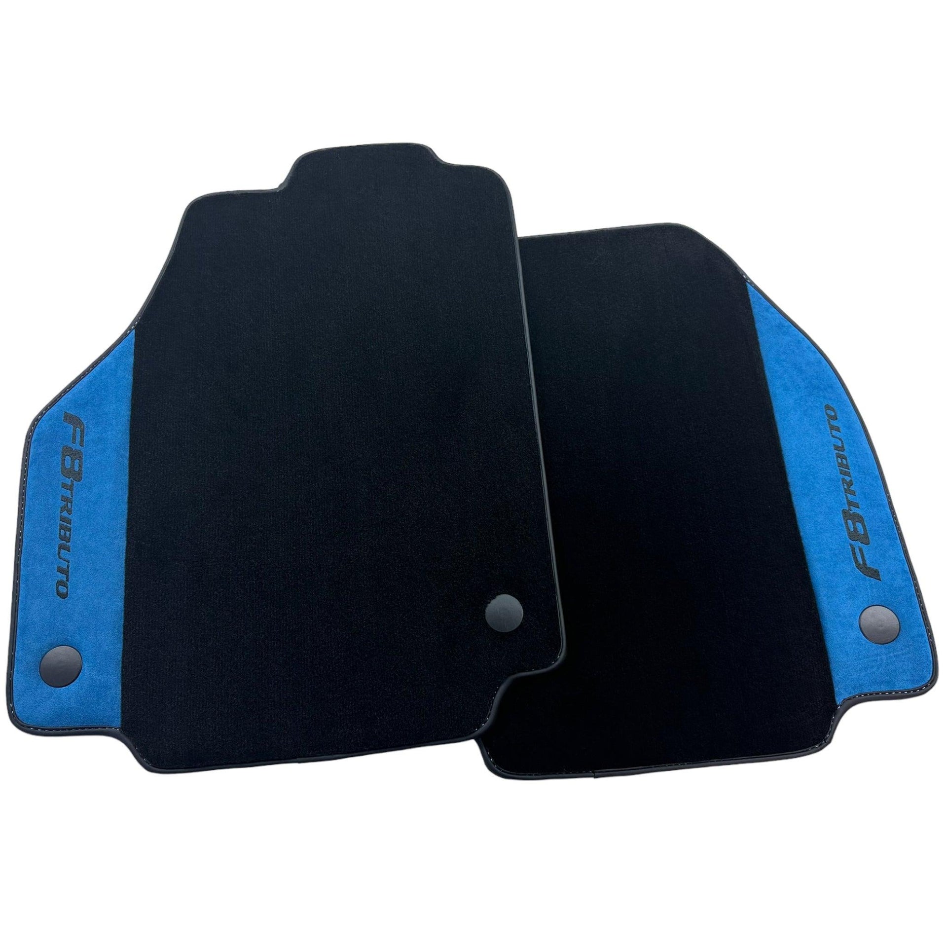 Floor Mats For Ferrari F8 Tributo 2019-2022 With Blue Alcantara Leather - AutoWin