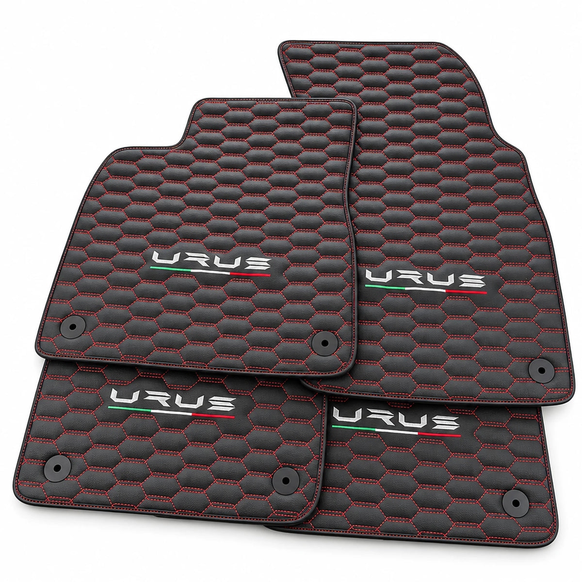 Floor Mats For Lamborghini Urus Leather Red Stitching - AutoWin