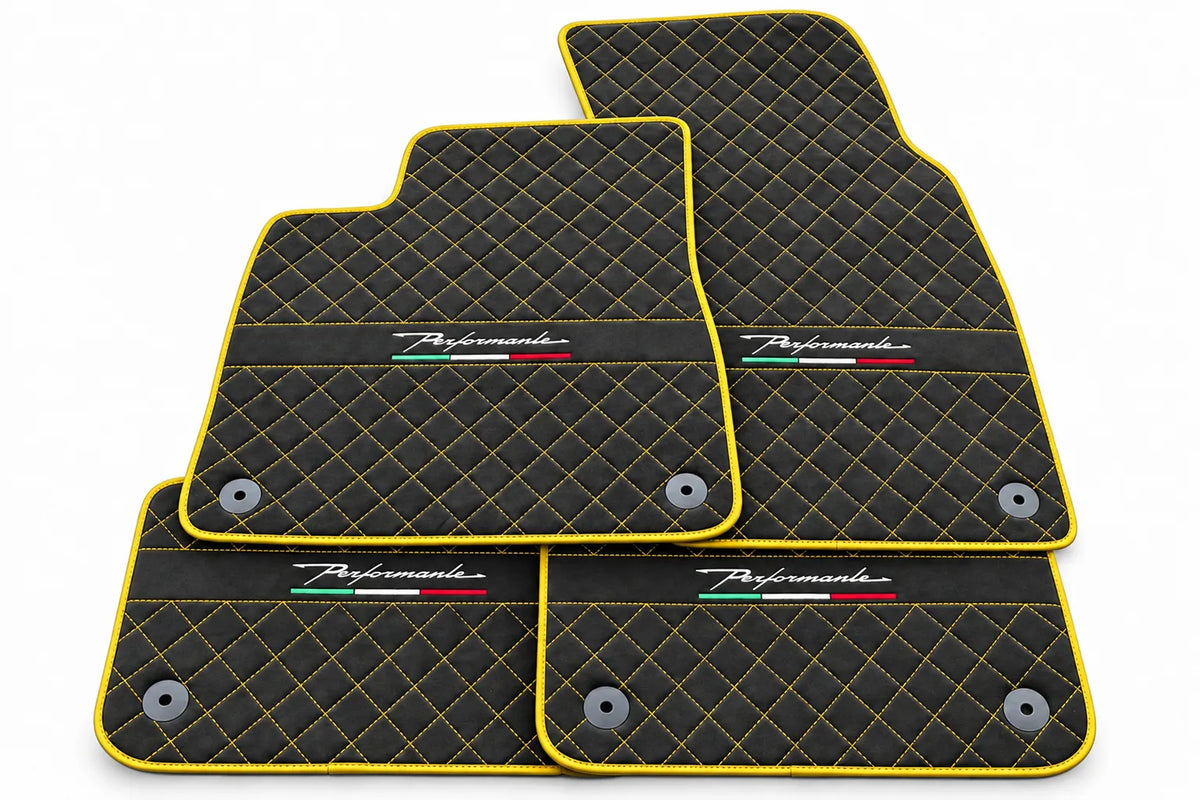 Floor Mats For Lamborghini Urus Performante Alcantara Leather Yellow trim