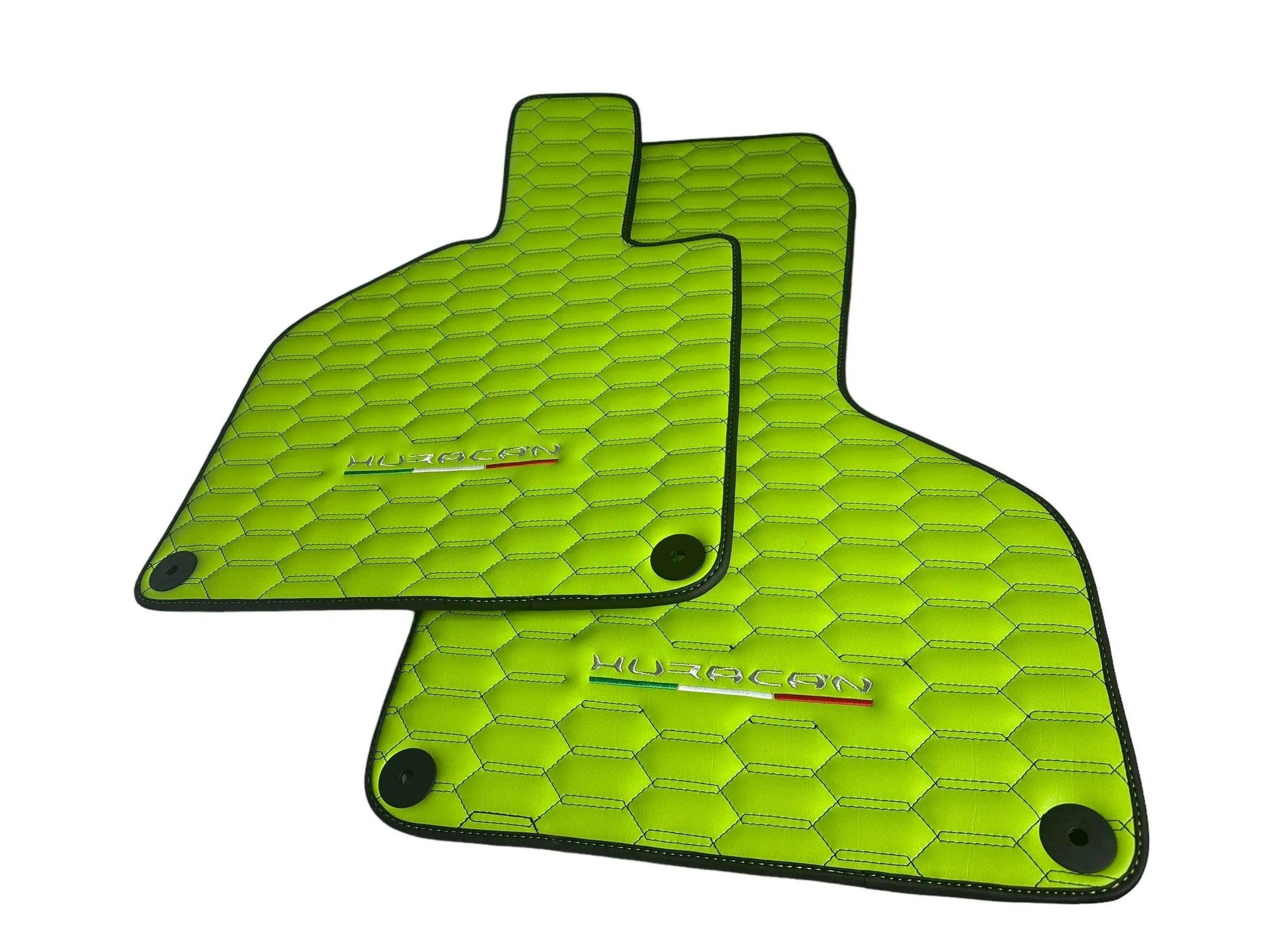 Green Leather Floor Mats for Lamborghini Huracan - AutoWin