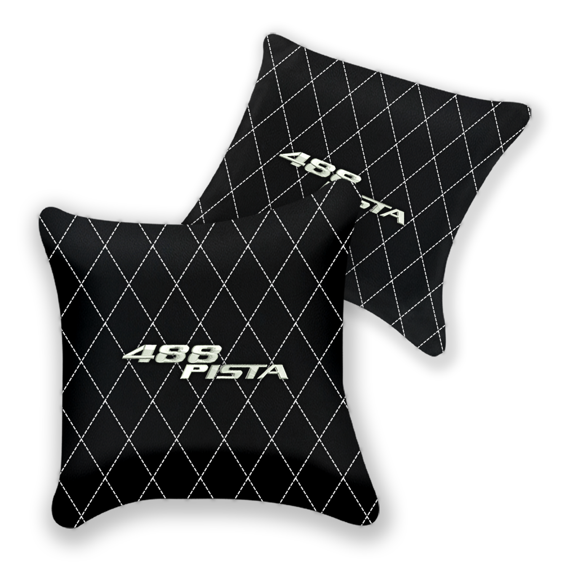 Customizable Black Leather Pillows for Ferrari 488 GTB (2016-2022)