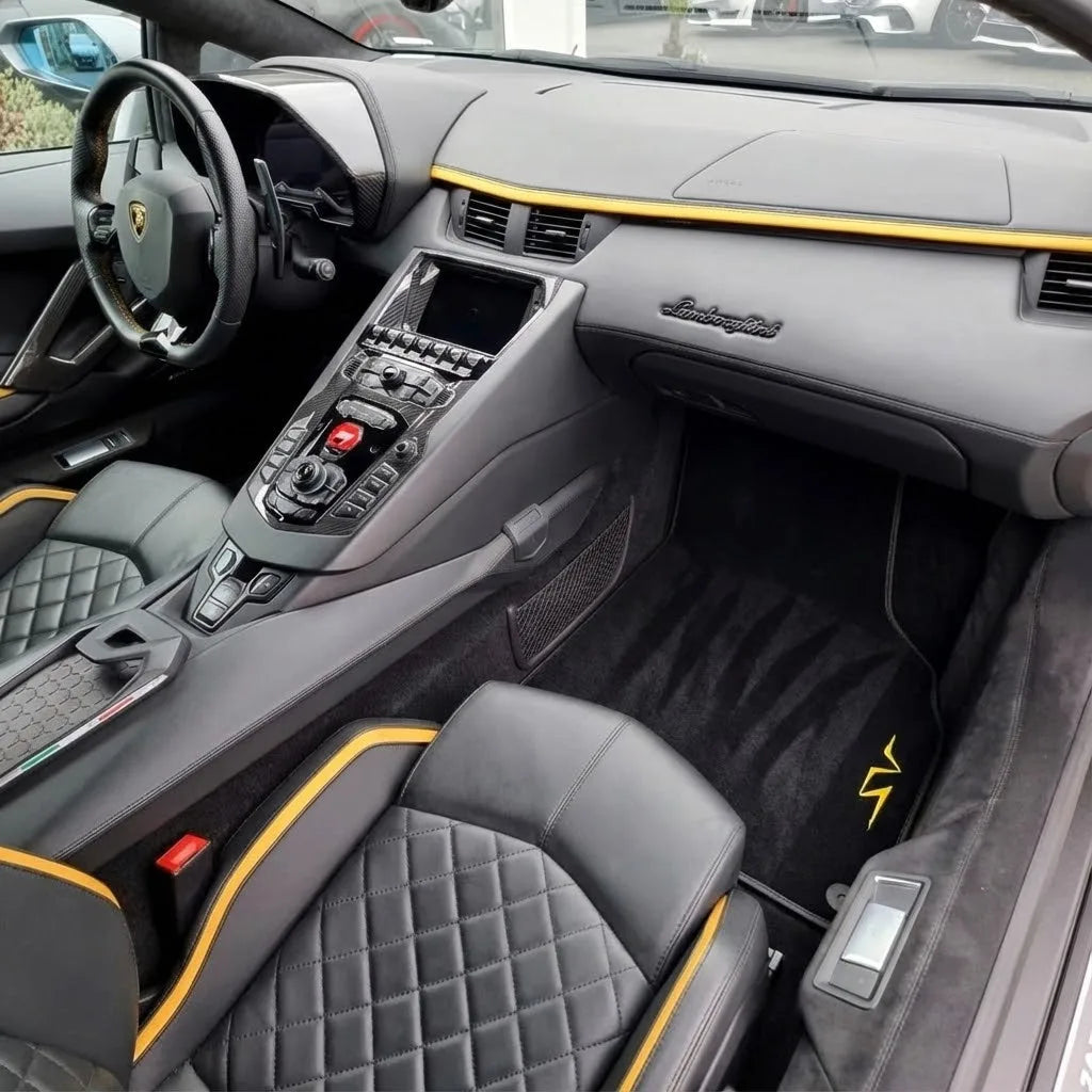 Interior look of floor mats for Lamborghini Aventador SV