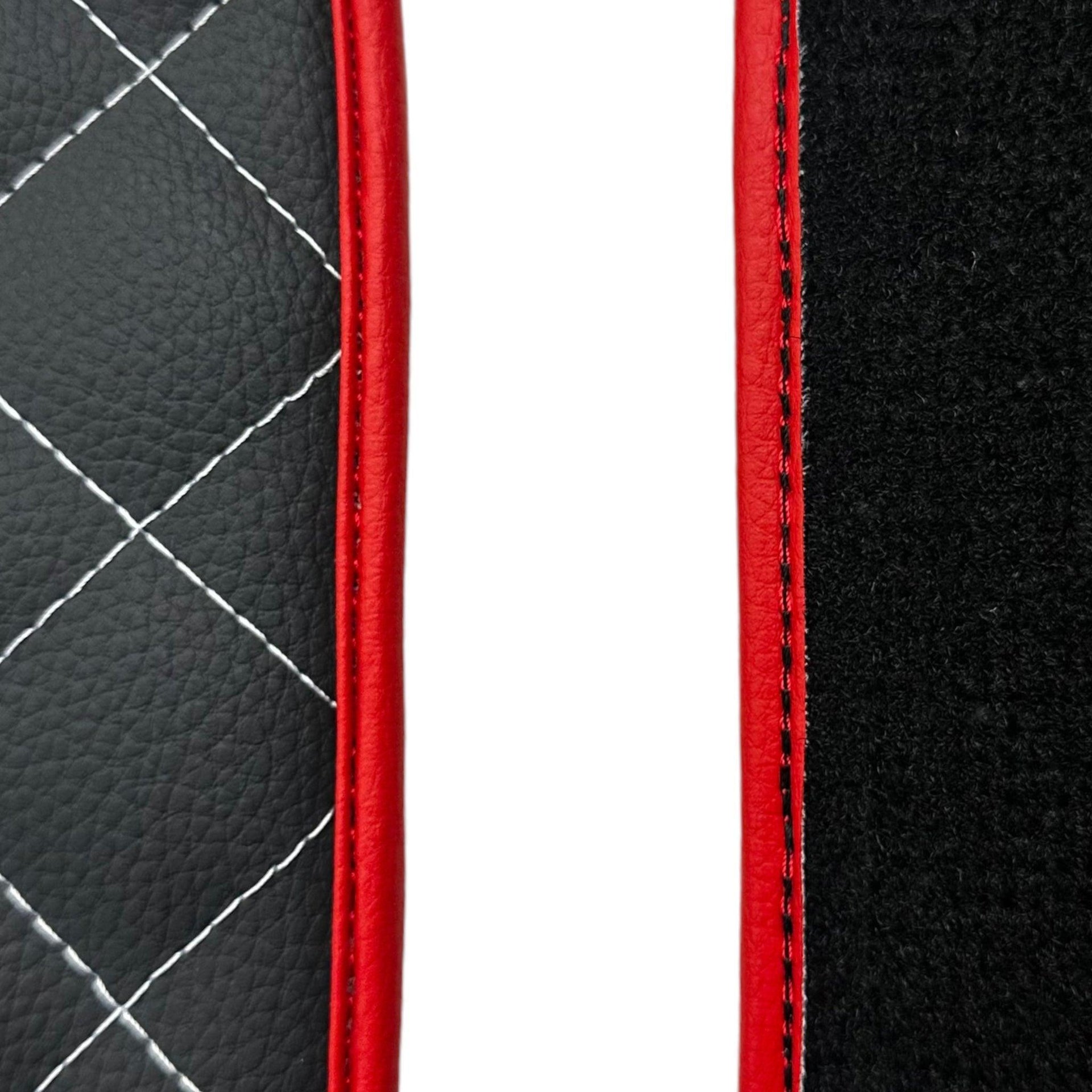 Leather Floor Mats for Ferrari 458 GT2 with White Sewing and Red Trim | ER56 Design - AutoWin