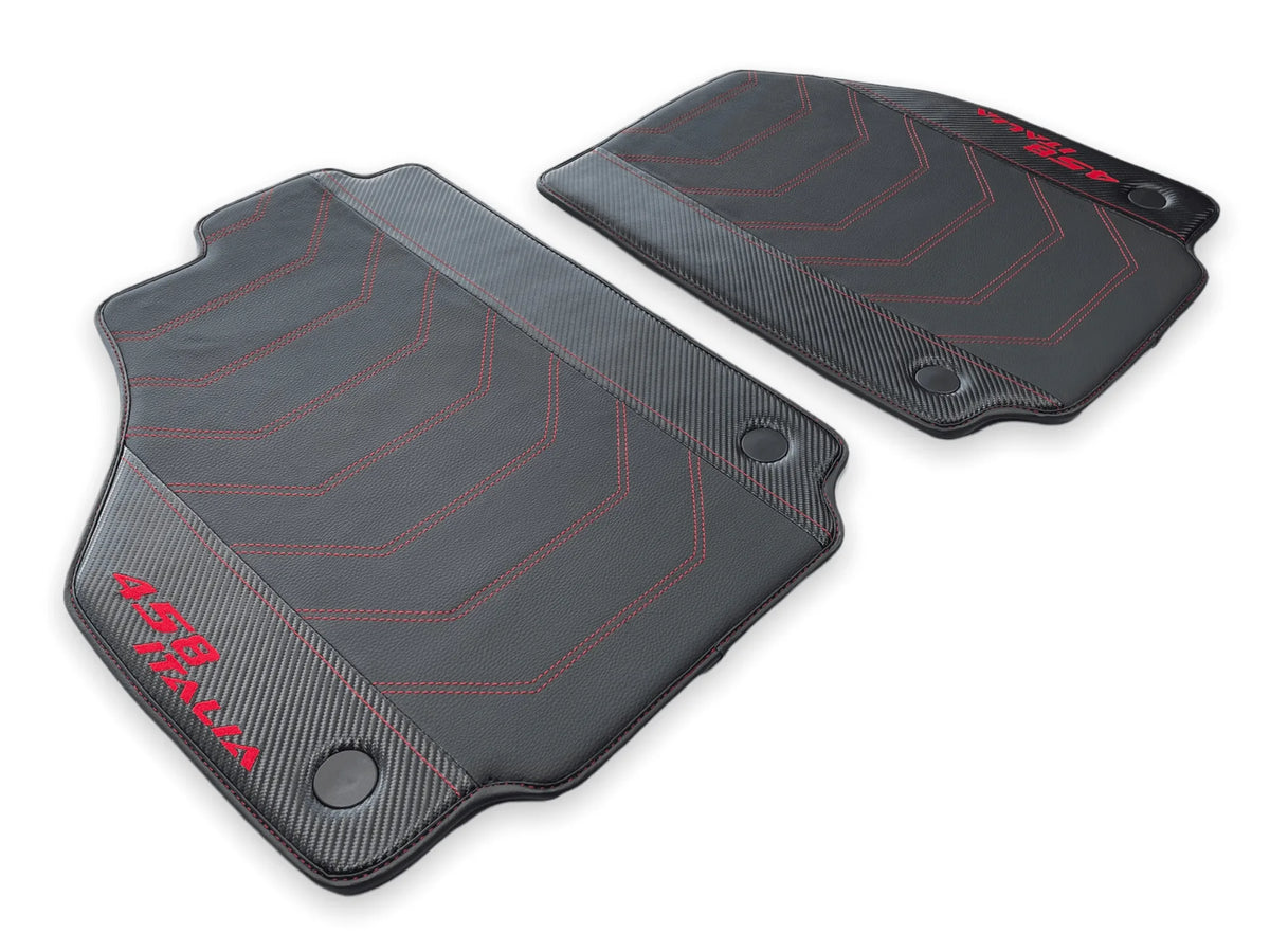 Leather Floor Mats For Ferrari 458 Italia 2009-2015 With Carbon Fiber - AutoWin