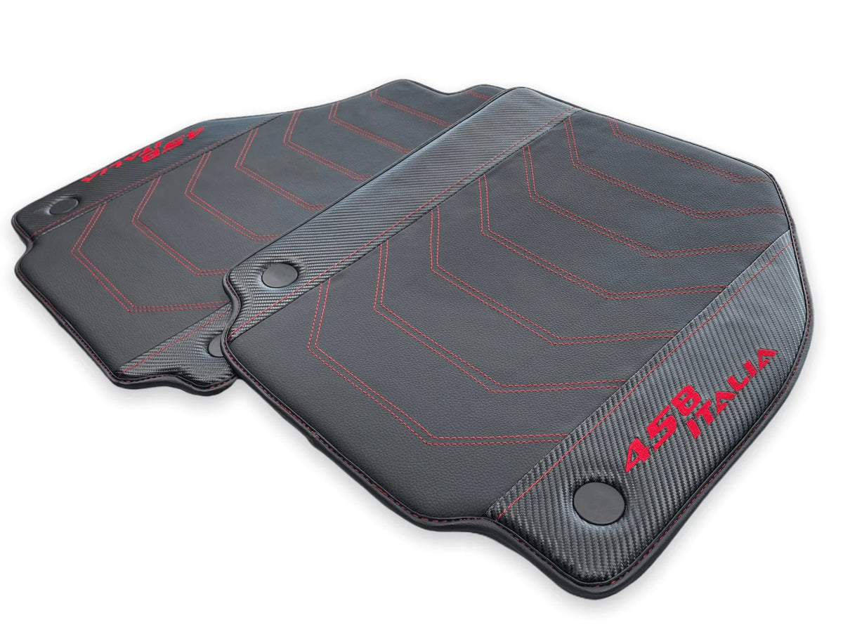 Leather Floor Mats For Ferrari 458 Italia 2009-2015 With Carbon Fiber - AutoWin