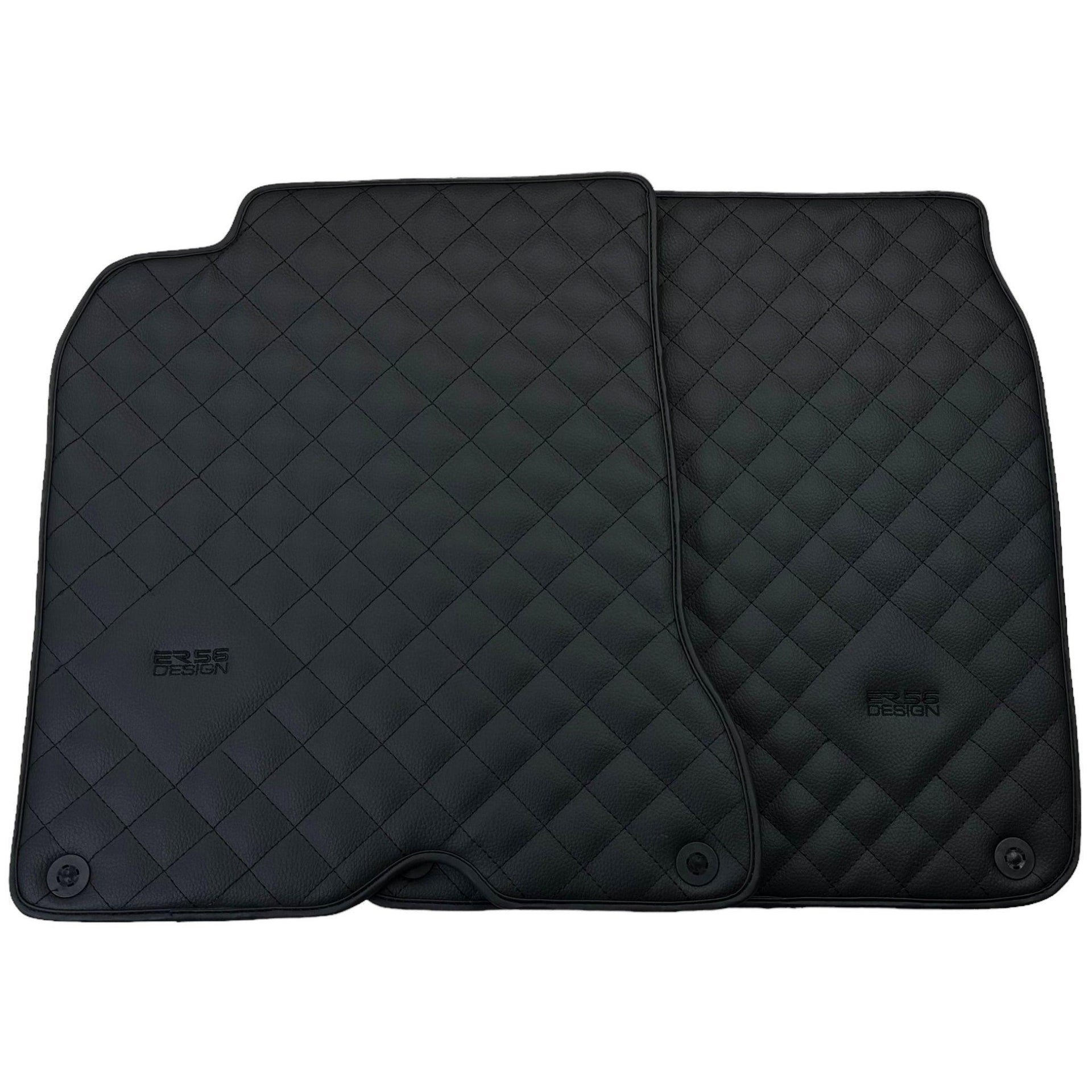 Leather Floor Mats for Ferrari California T (2015-2018) Black Sewing ER56 Design - AutoWin