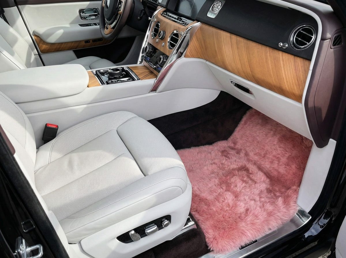 Pink Sheepskin Floor Mats For Rolls Royce Cullinan Er56 Design Brand