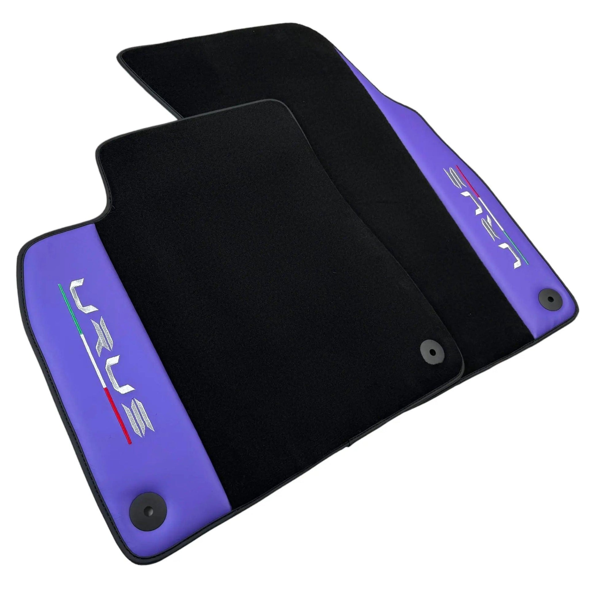 Purple Leather Black Floor Mats for Lamborghini Urus | Black Trim - AutoWin