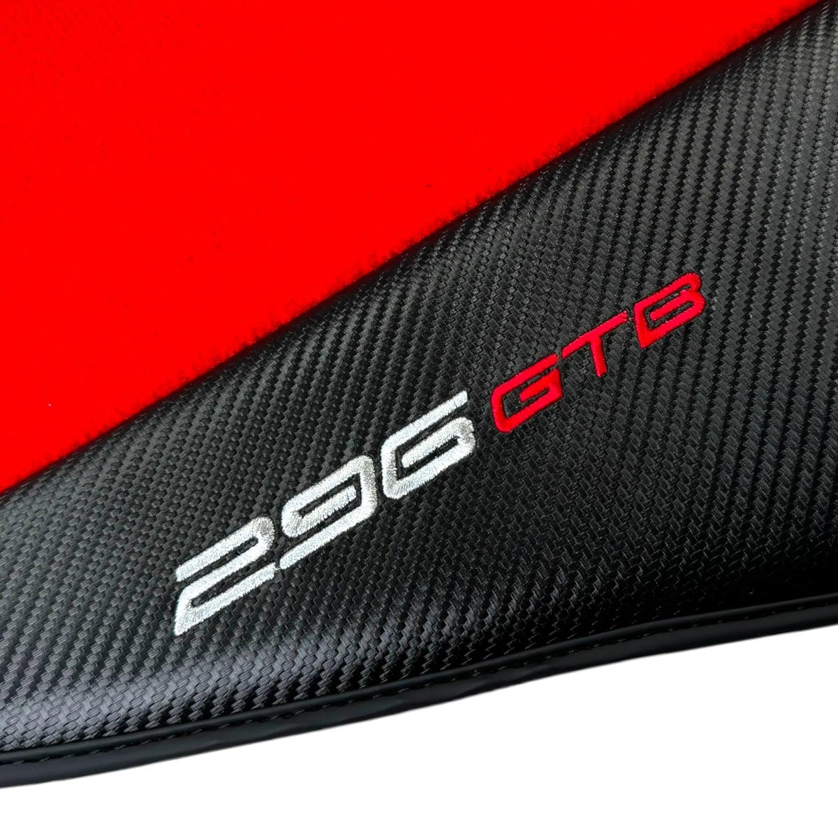 Red Floor Mats for Ferrari 296 GTB (2022-2027) with Carbon Fiber - AutoWin