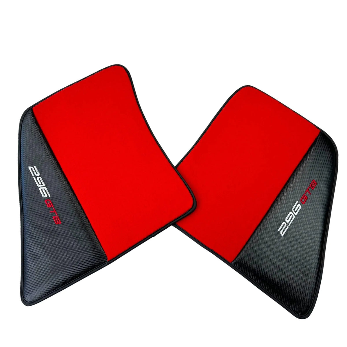 Red Floor Mats for Ferrari 296 GTB (2022-2027) with Carbon Fiber - AutoWin