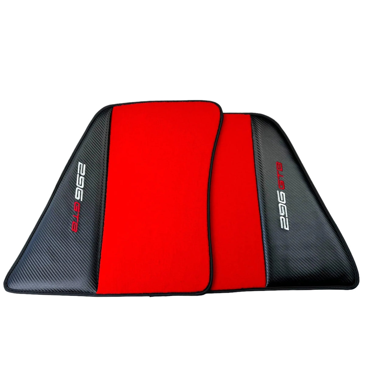 Red Floor Mats for Ferrari 296 GTB (2022-2027) with Carbon Fiber - AutoWin