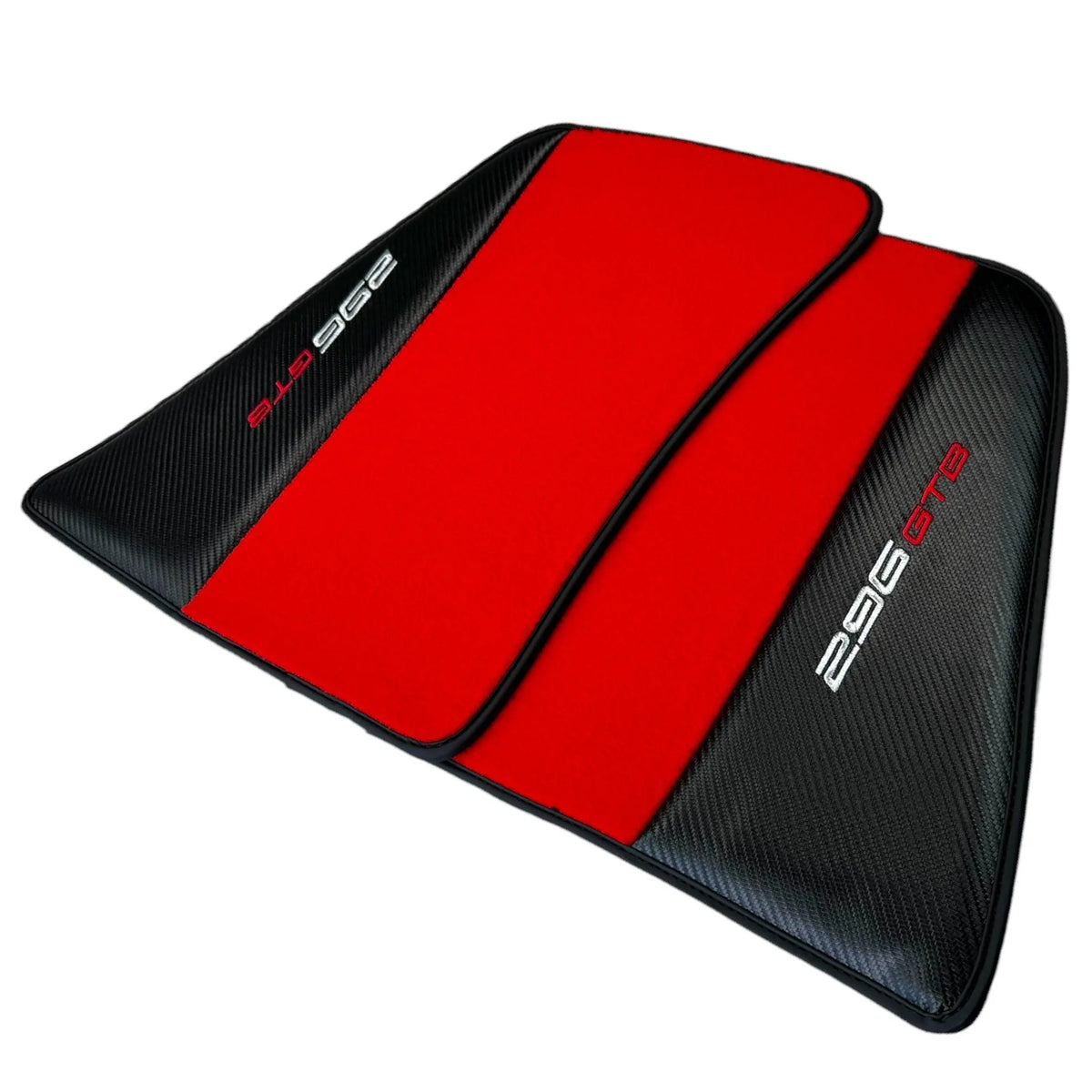 Red Floor Mats for Ferrari 296 GTB (2022-2027) with Carbon Fiber - AutoWin