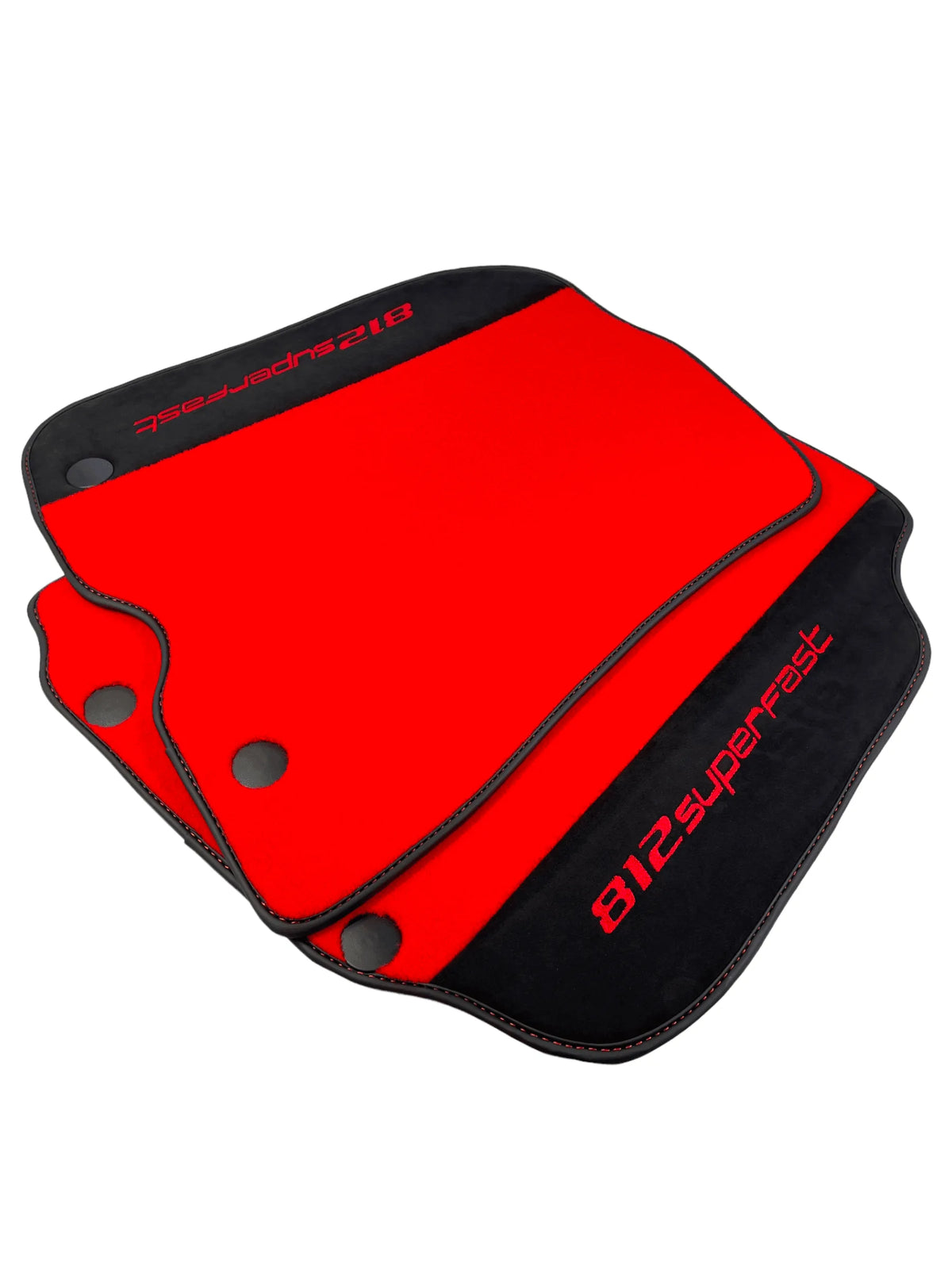 Red Floor Mats For Ferrari 812 Superfast With Alcantara Leather - AutoWin
