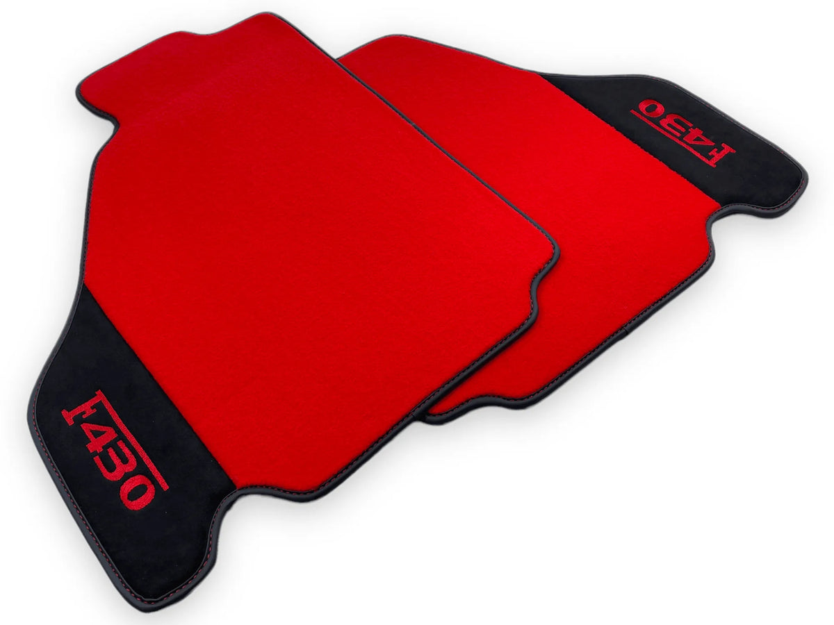 Red Floor Mats For Ferrari F430 2004-2009 With Alcantara Leather - AutoWin