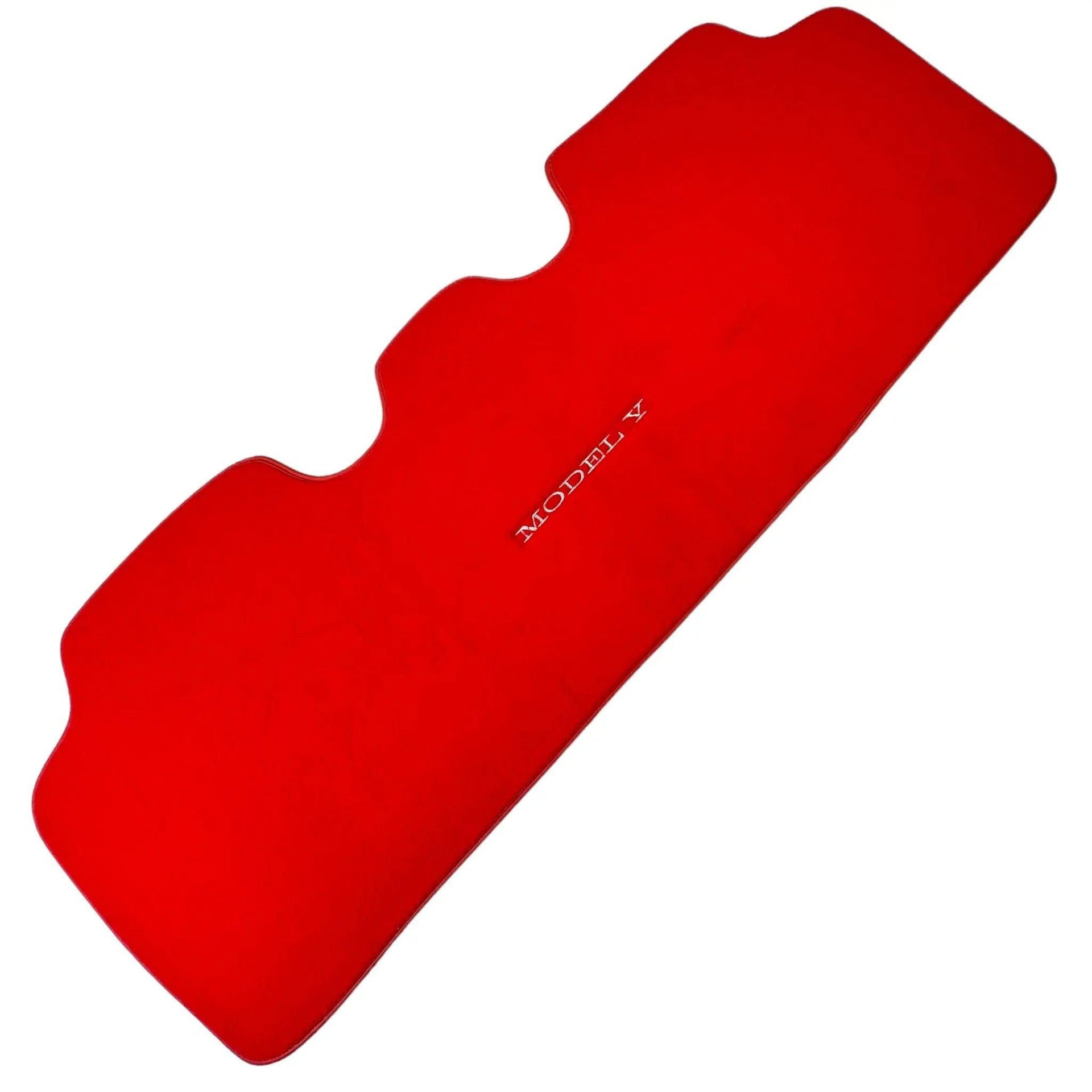 Red Floor Mats for Tesla Model Y (2020-2023) with Red Trim - AutoWin