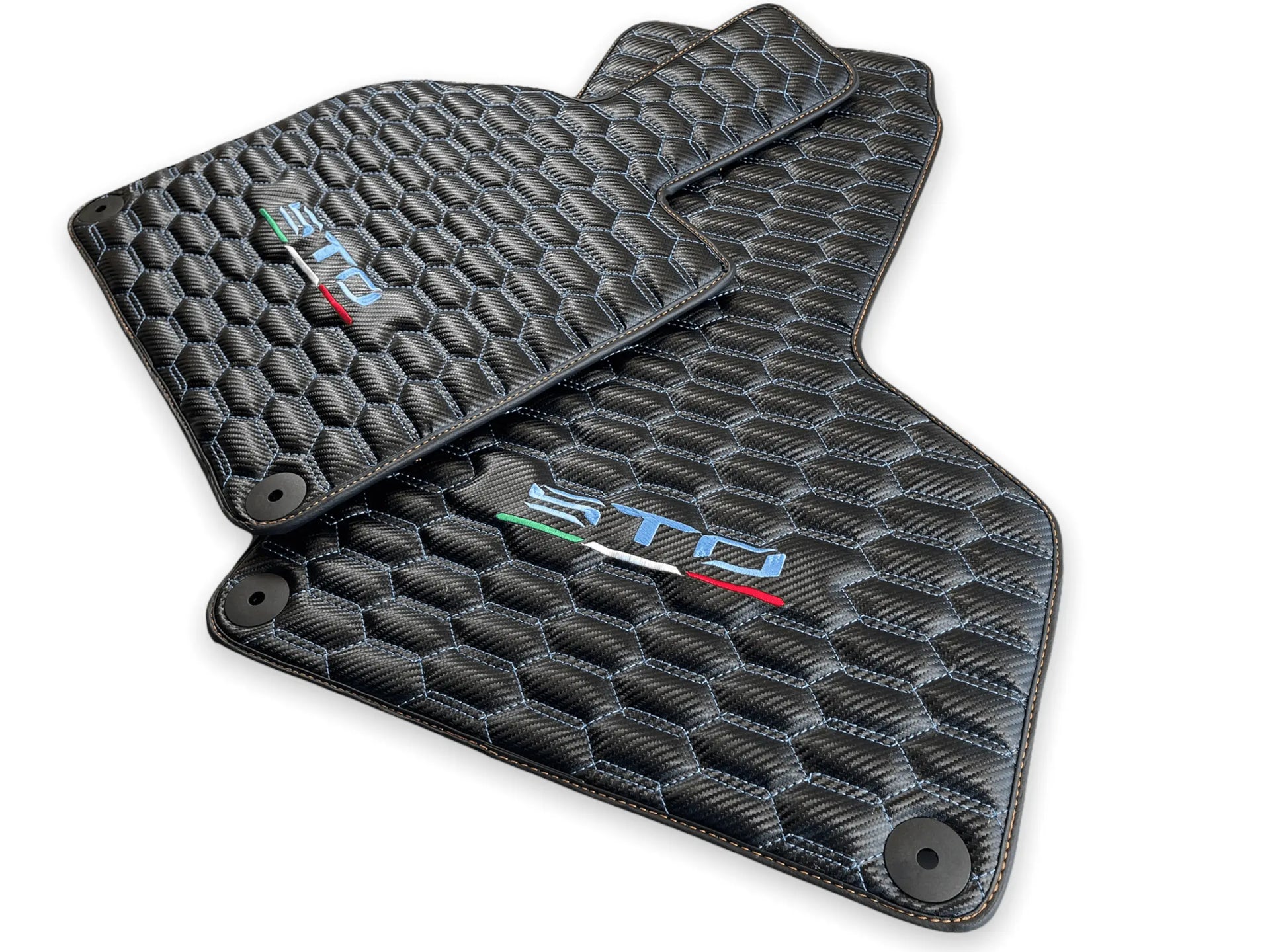 Blue Stitched Carbon Mats for Lamborghini Huracan Sto