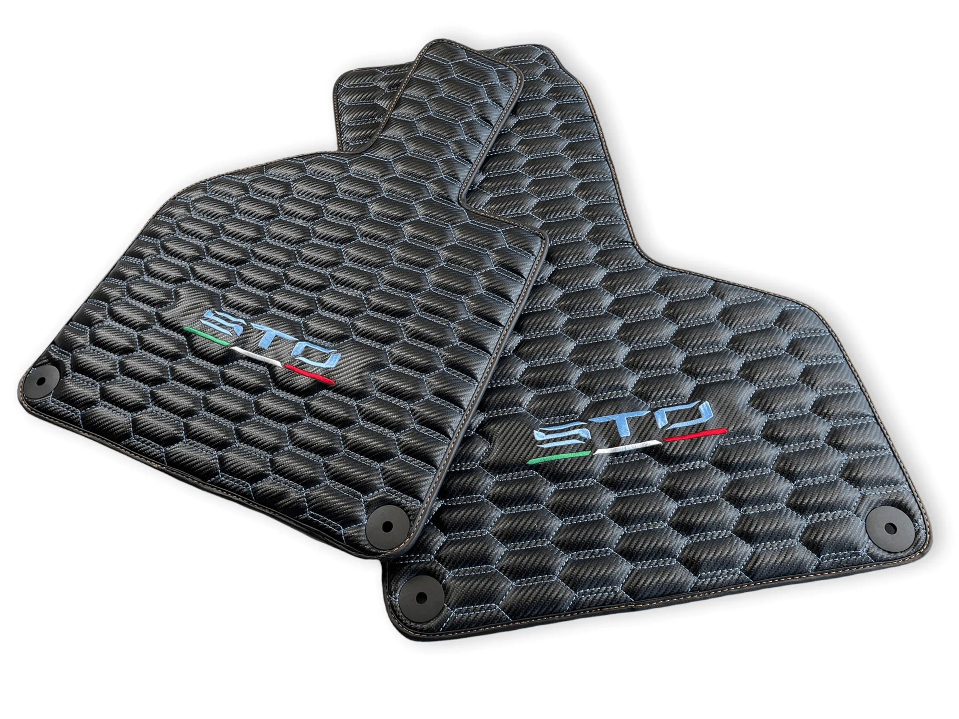 Blue Stitched Carbon Mats for Lamborghini Huracan Sto