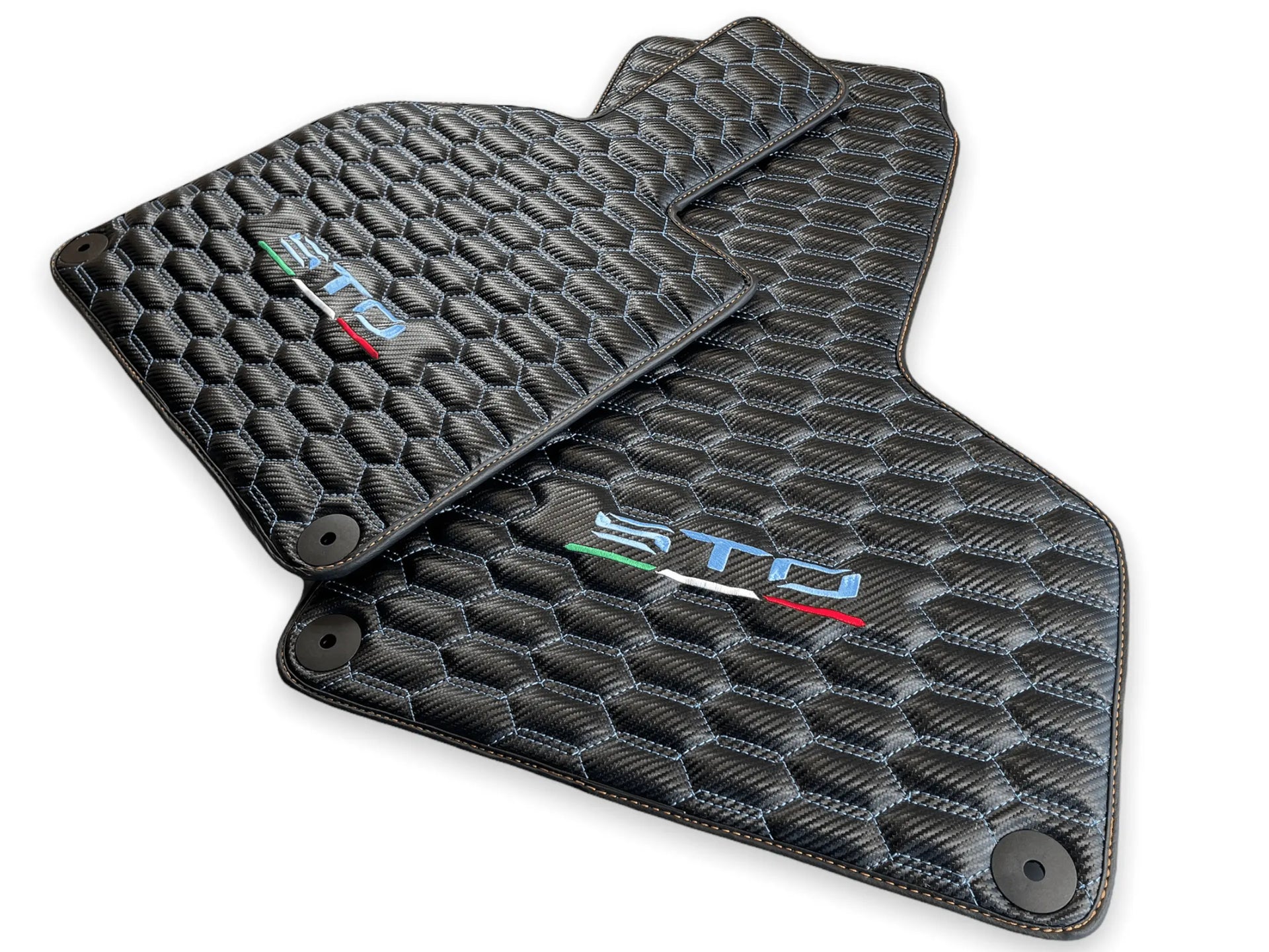 Blue Stitched Carbon Mats for Lamborghini Huracan Sto
