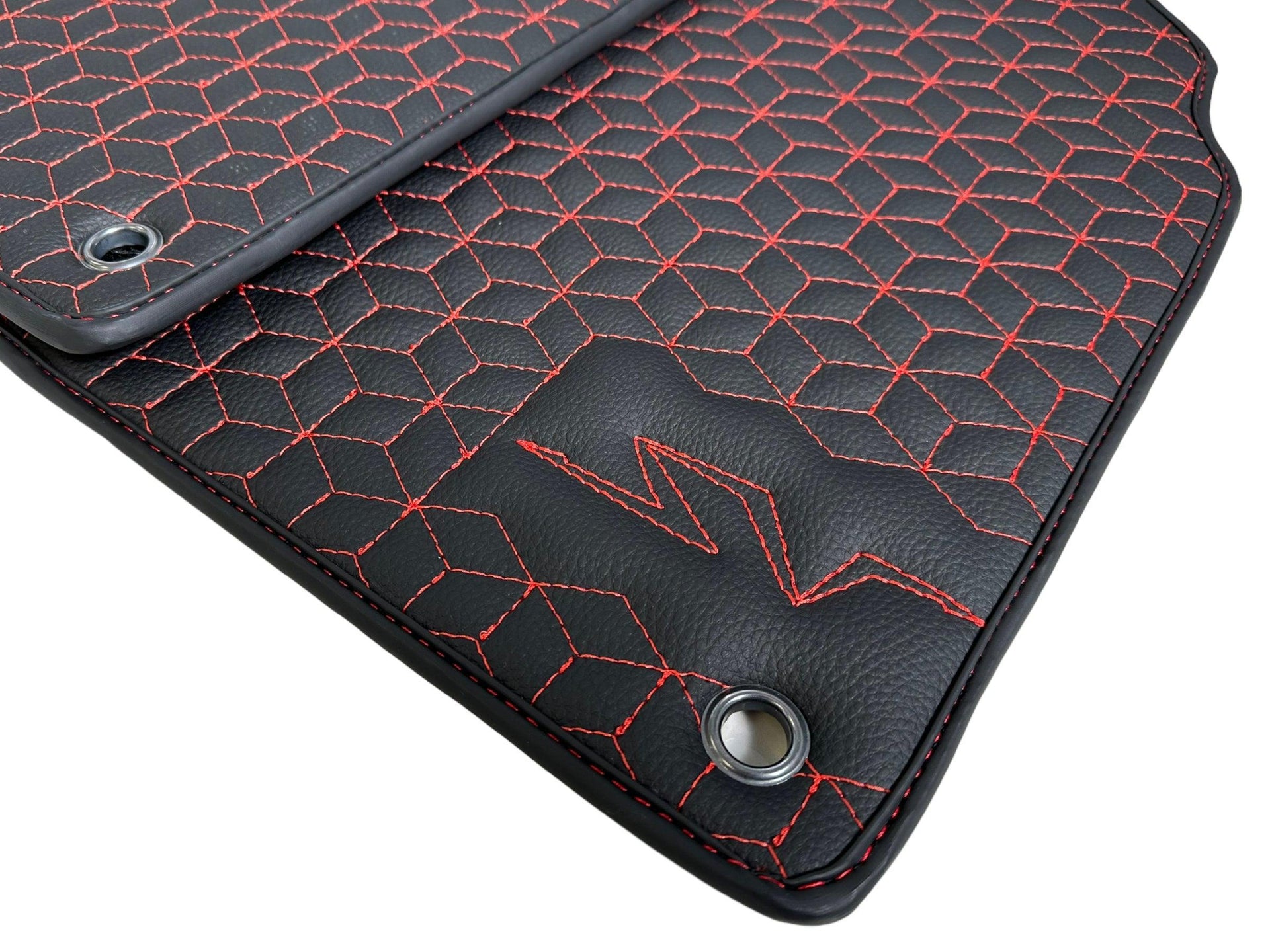 Leather Floor Mats for Lamborghini Aventador SV | Red Stitching - AutoWin