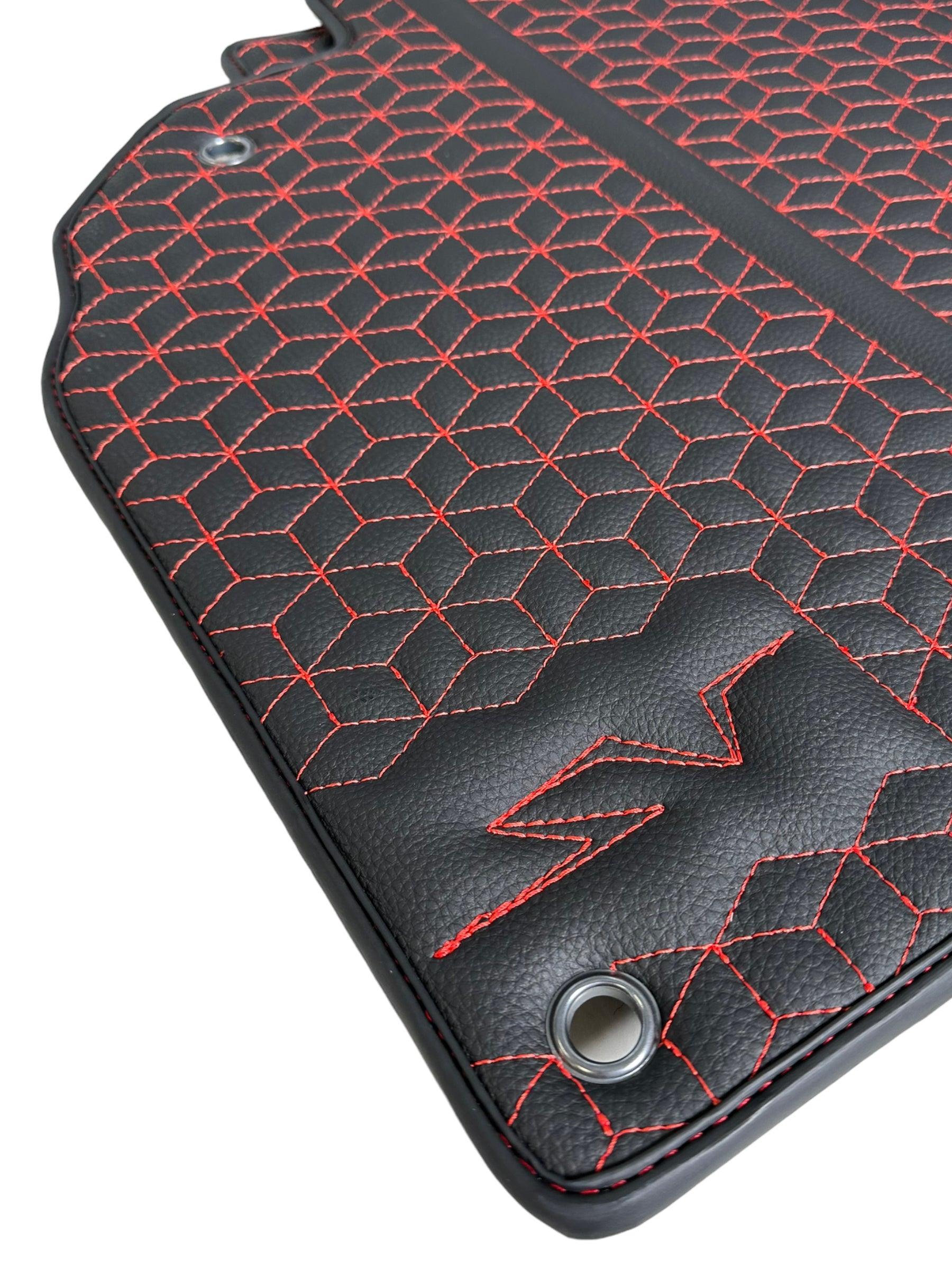 Leather Floor Mats for Lamborghini Aventador SV | Red Stitching - AutoWin