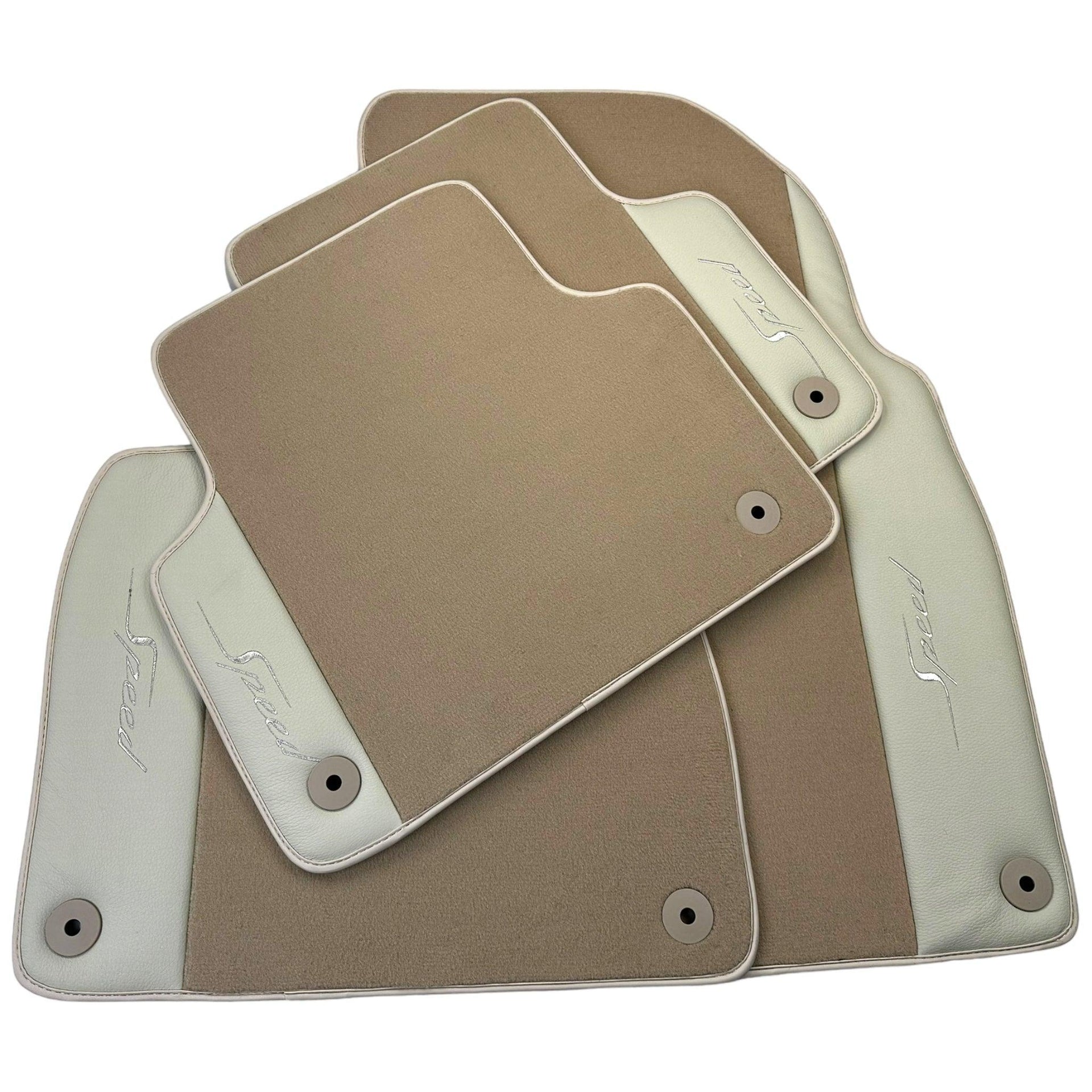 Beige Floor Mats for Bentley Mulsanne (2010-2020) with Leather - AutoWin
