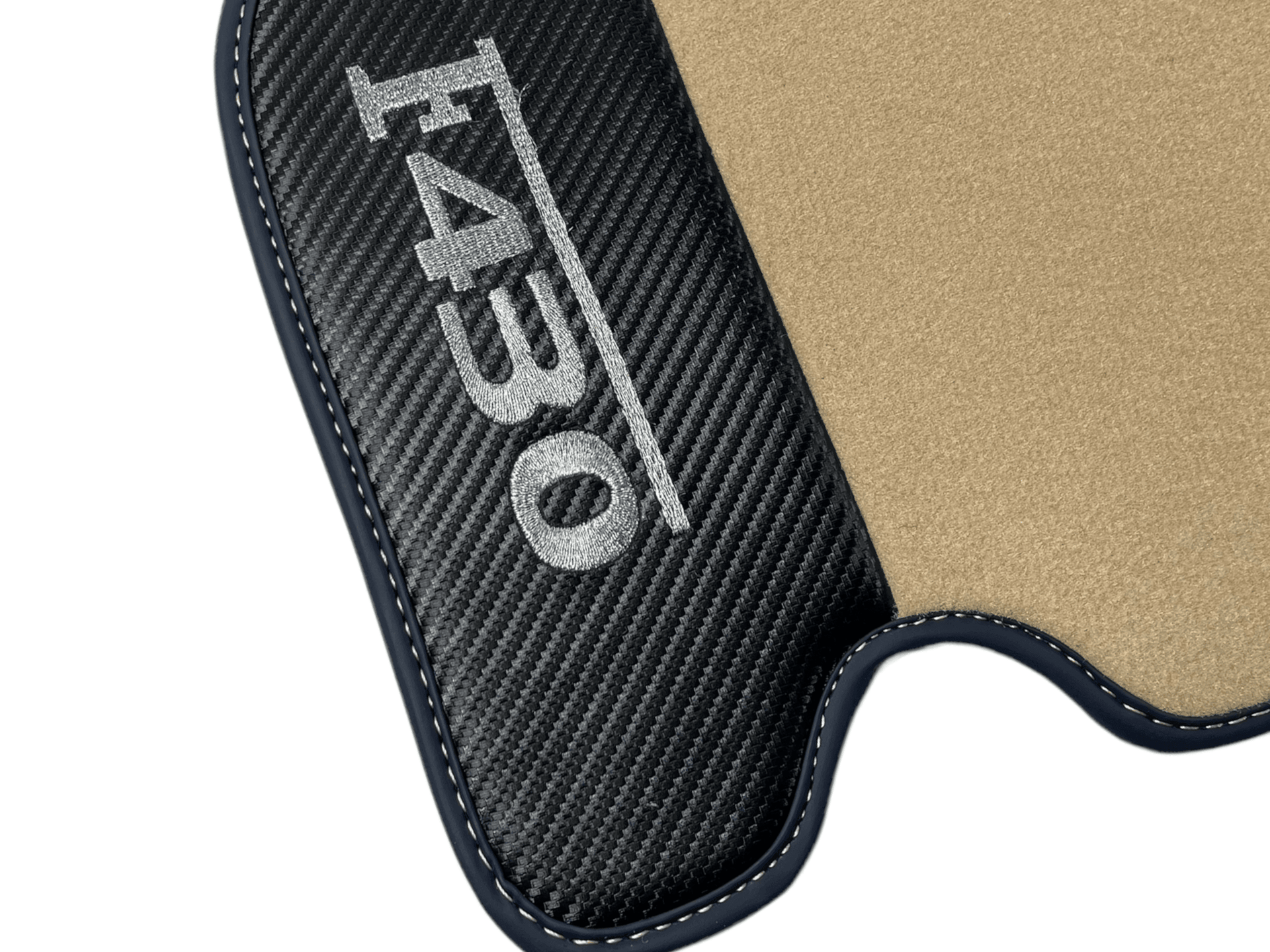 Beige Floor Mats For Ferrari F430 2004-2009 With Carbon Fiber Leather - AutoWin