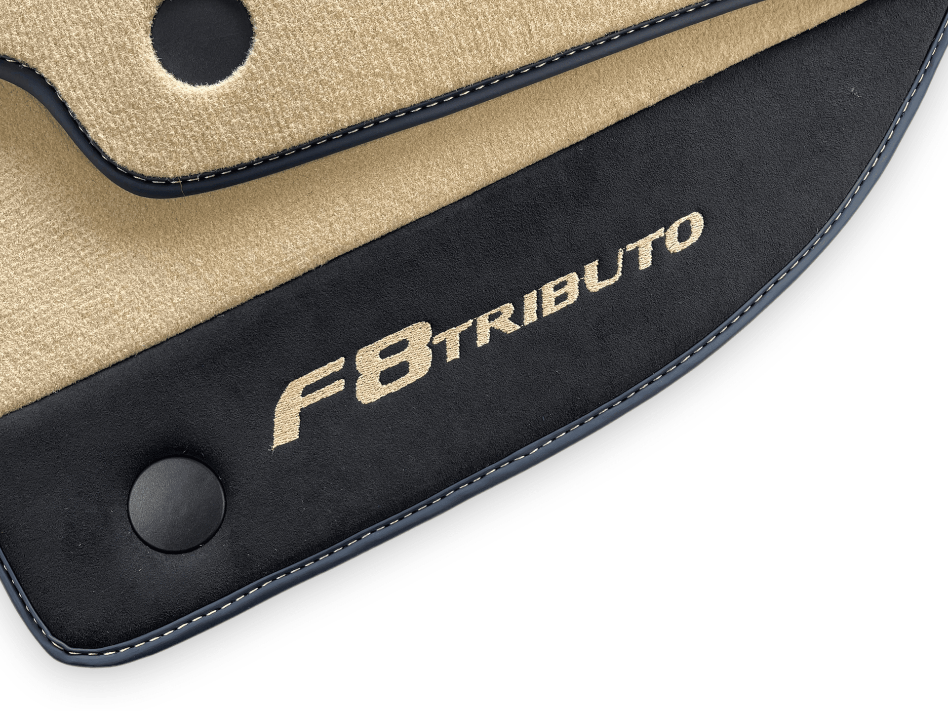 Beige Floor Mats For Ferrari F8 Tributo 2019-2022 With Alcantara Leather - AutoWin