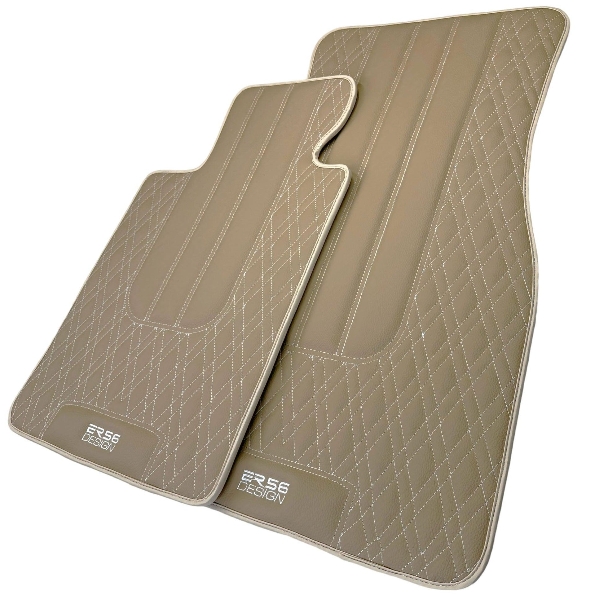 Beige Leather Floor Floor Mats For BMW 3 Series G20 - AutoWin