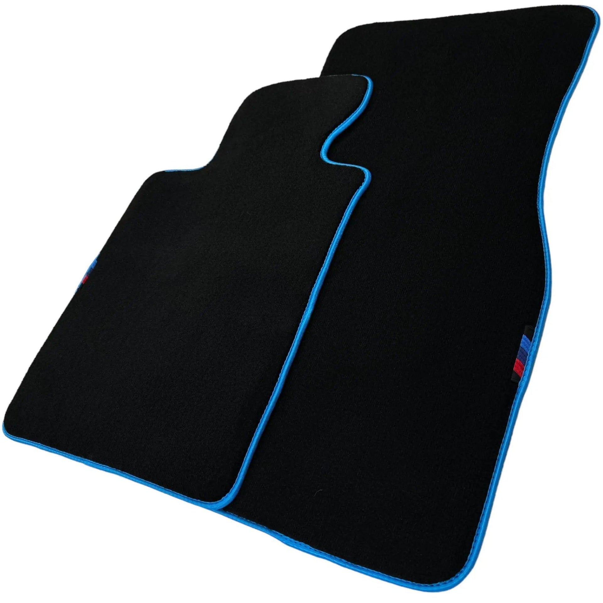 Black Floor Mats For BMW 3 Series F30 | Sky Blue Trim - AutoWin