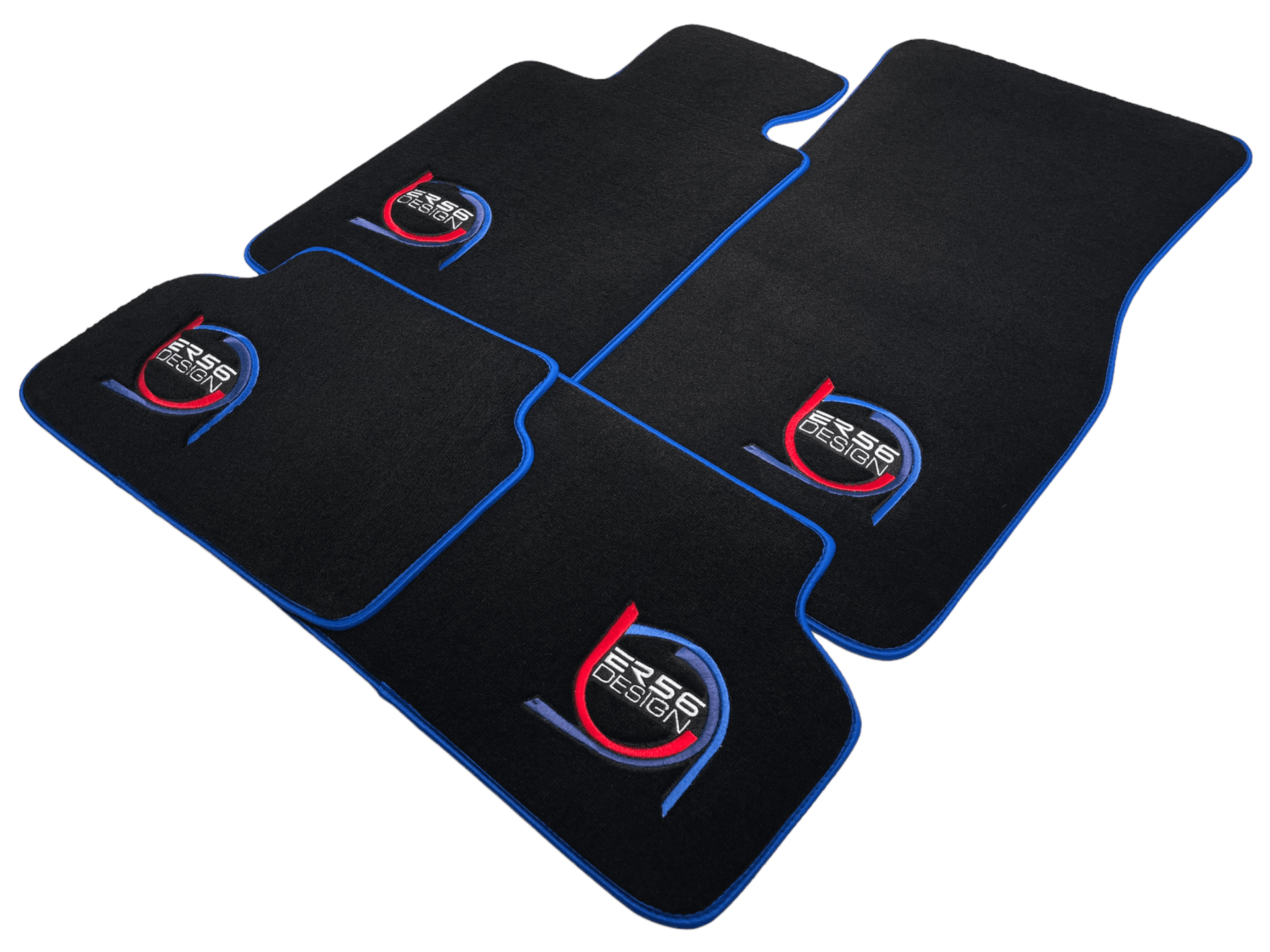 Black Floor Mats For BMW M5 Series F90 ER56 Design With Blue Trim - AutoWin