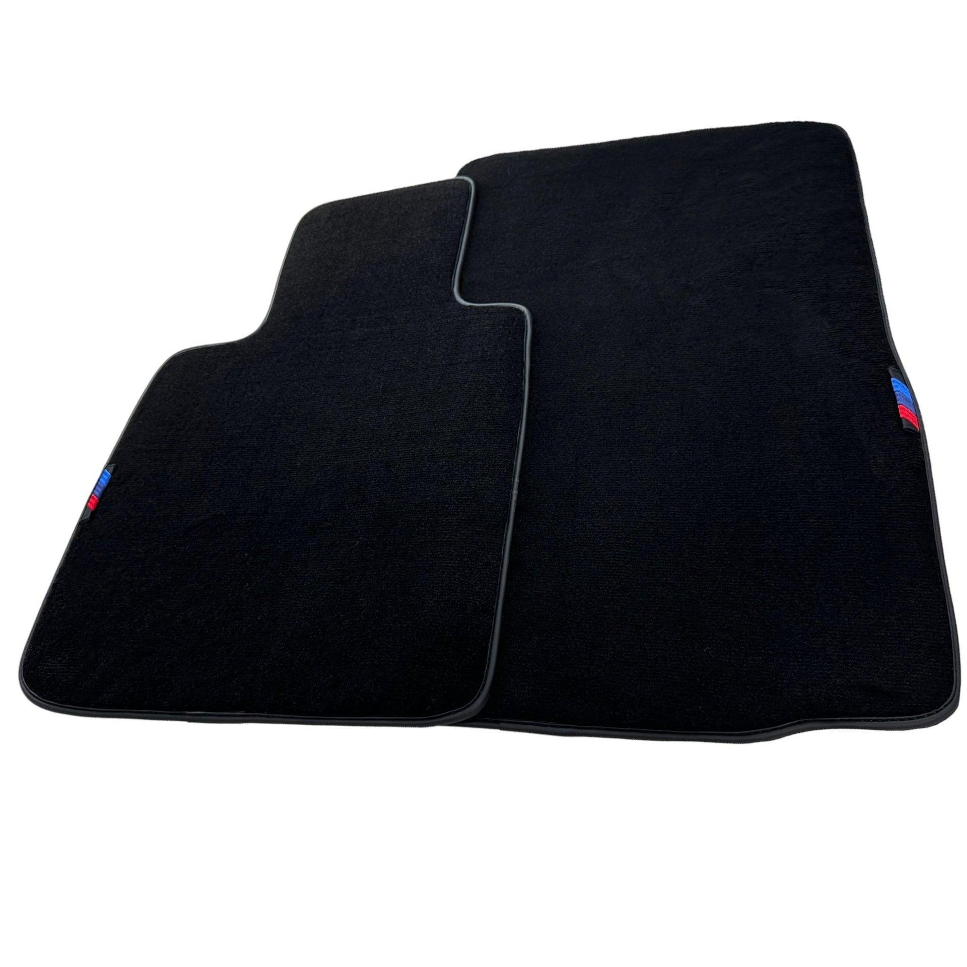 Black Floor Mats For BMW Z4 Series E85 Convertible (2003-2008) With 3 Color Stripes Tailored Set Perfect Fit - AutoWin