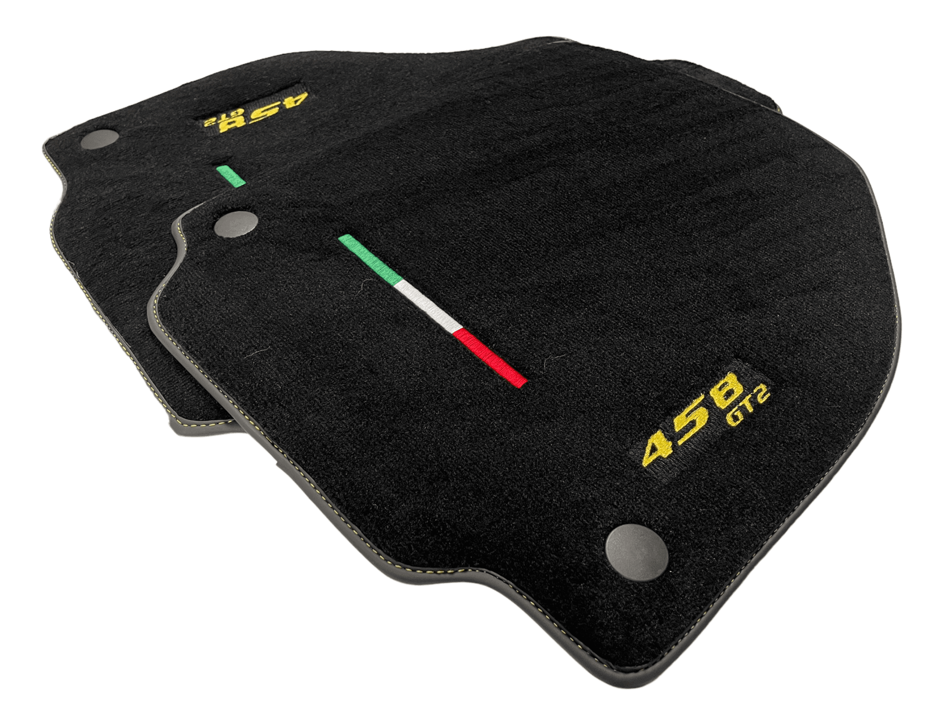 Black Floor Mats For Ferrari 458 Gt2 2012-2015 Yellow Sewing - AutoWin