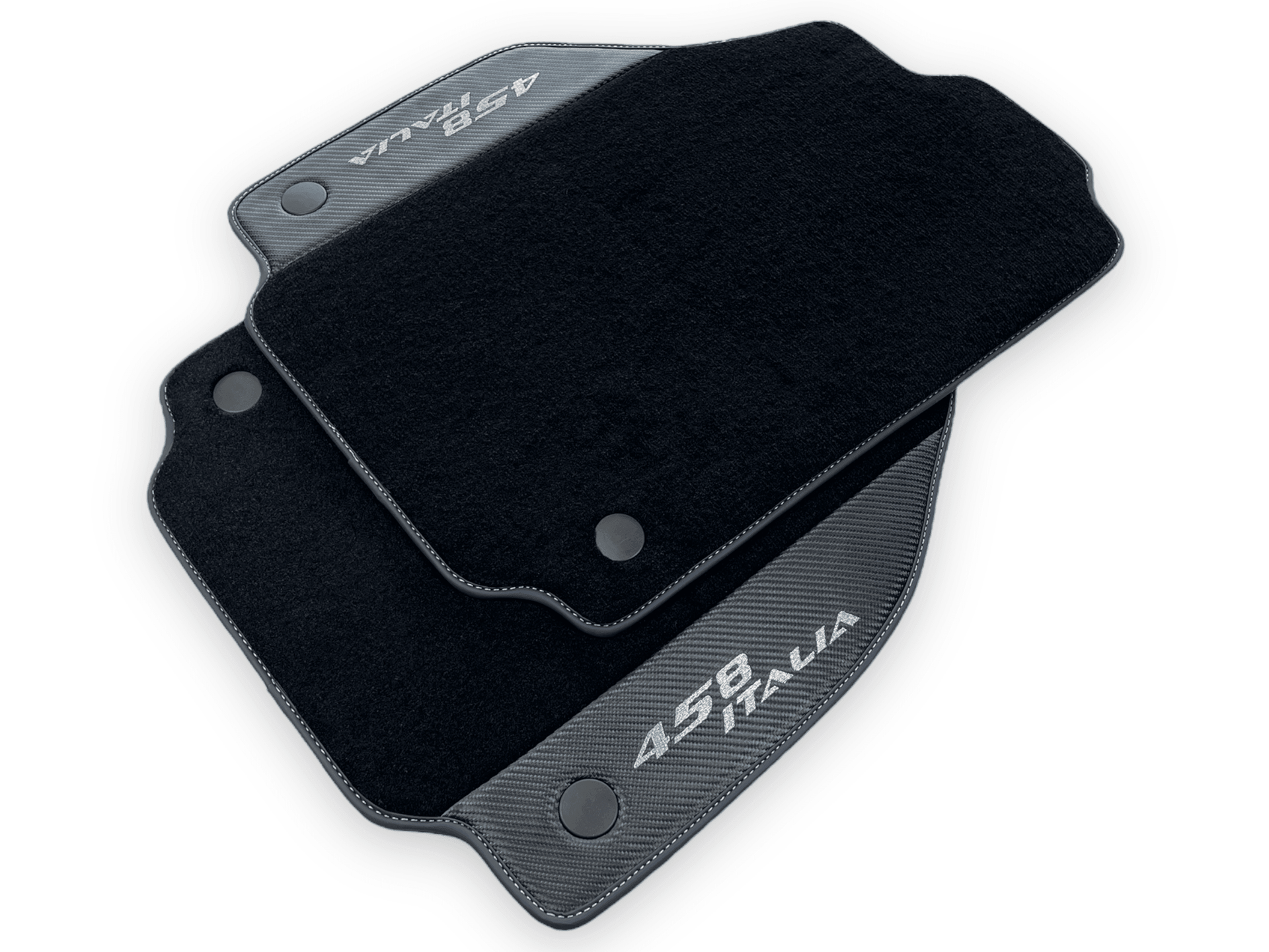 Black Floor Mats For Ferrari 458 Italia 2009-2015 With Carbon Fiber Leather - AutoWin