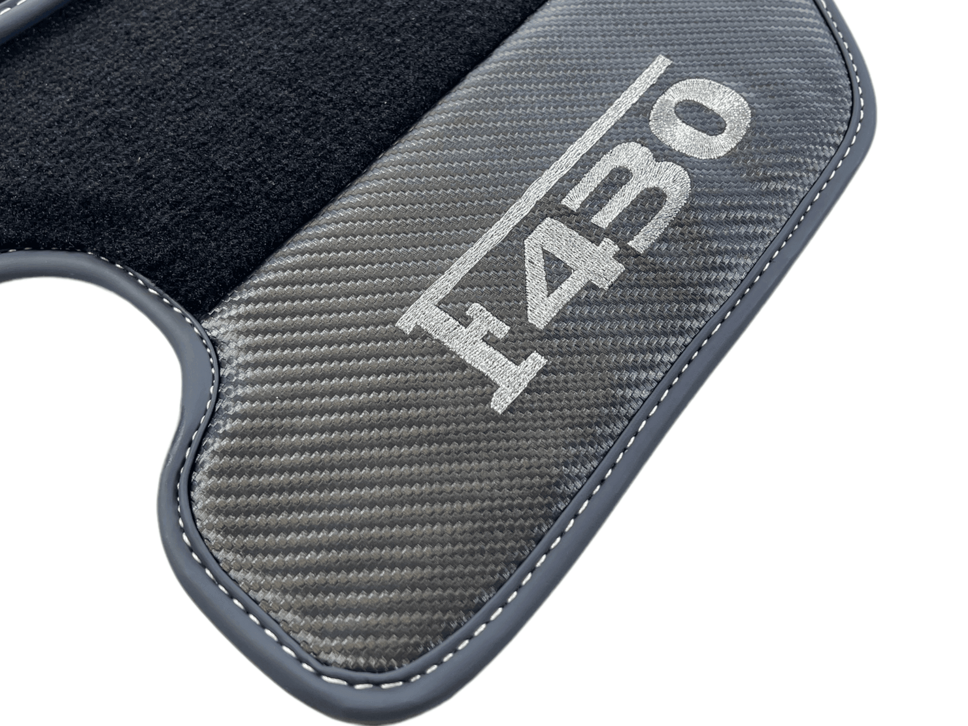 Black Floor Mats For Ferrari F430 2004-2009 With Carbon Fiber Leather - AutoWin