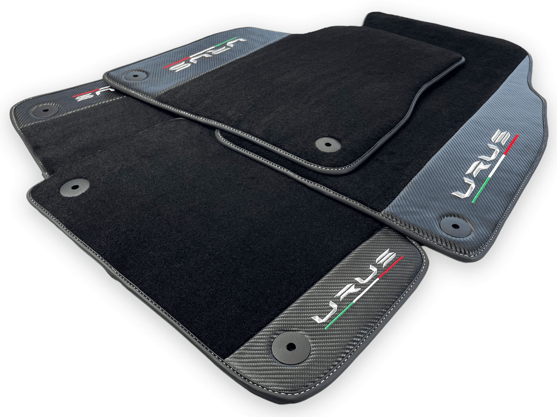 Black Floor Mats For Lamborghini Urus With Carbon Fiber Leather - AutoWin