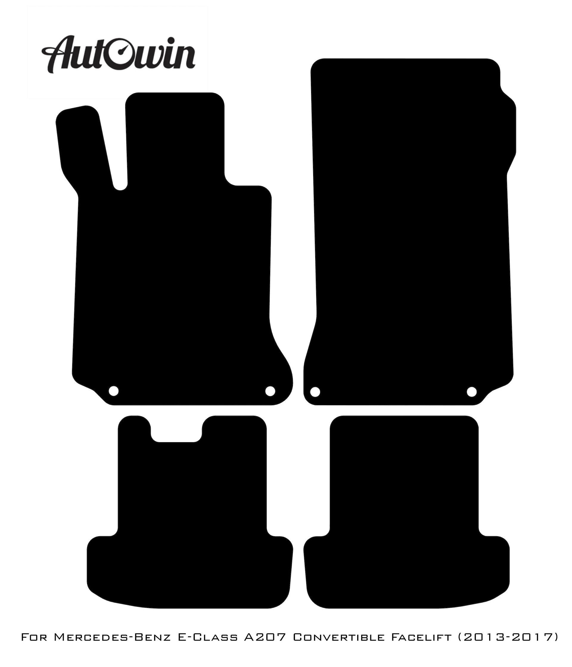 Black Floor Mats For Mercedes Benz E-Class A207 Convertible Facelift (2013-2017) | AutoWin Edition - AutoWin