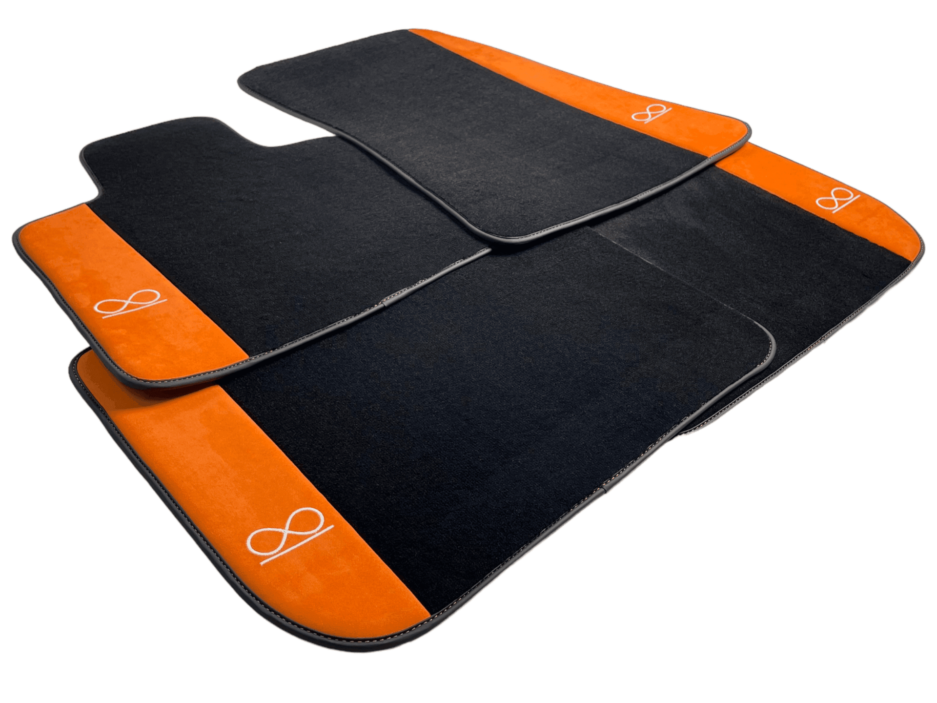 Black Floor Mats For Rolls Royce Black Badge Phantom Drophead Orange Alcantara - AutoWin