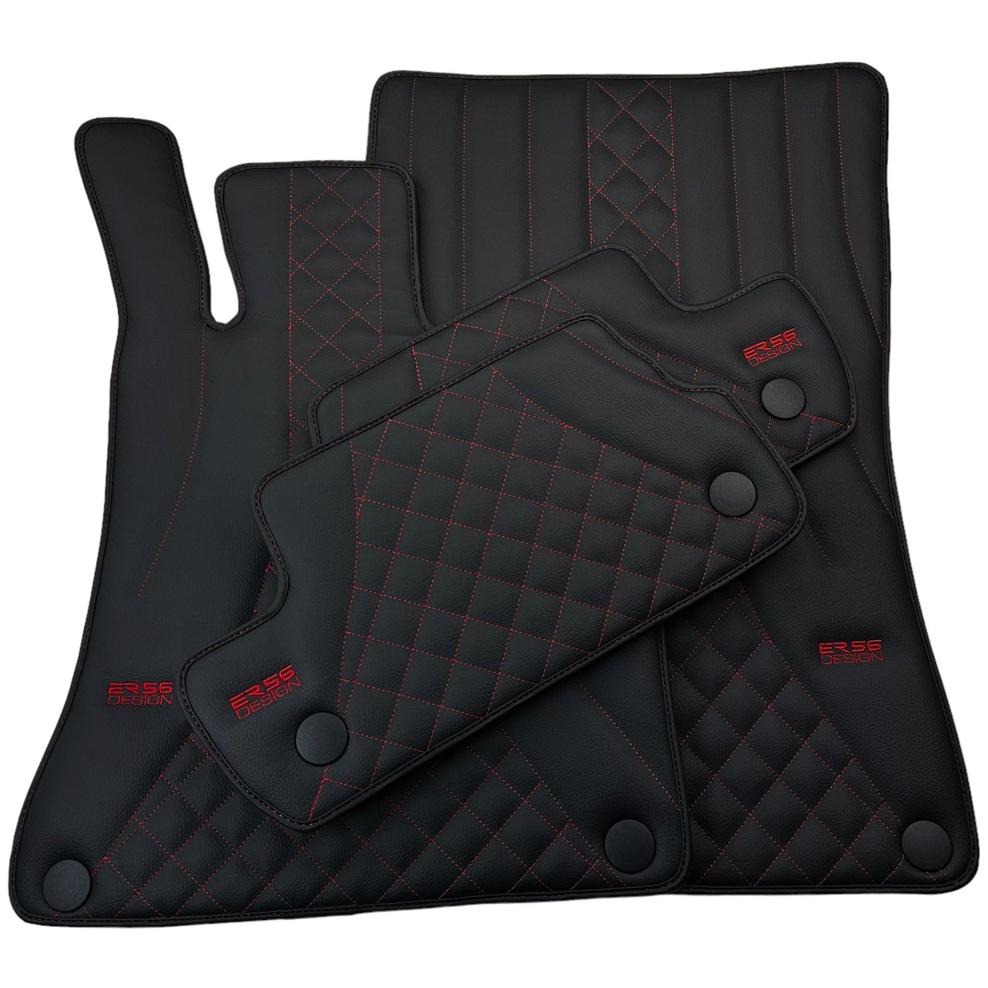 Black Leather Floor Mats For Mercedes Benz EQA-Class H243 (2021-2023) | ER56 Design - AutoWin