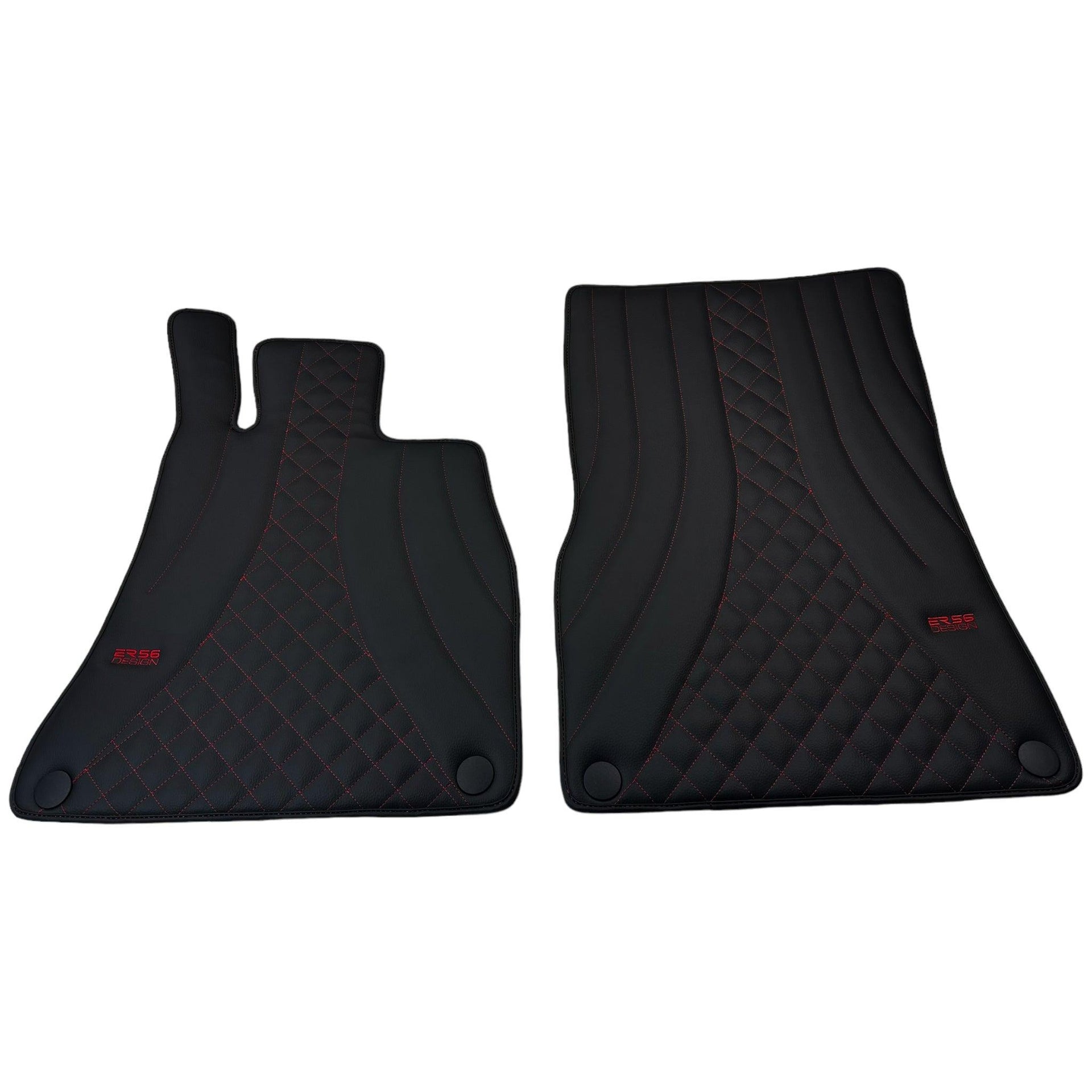 Black Leather Floor Mats For Mercedes Benz GLC-Class C253 Coupe (2016-2019) | ER56 Design - AutoWin