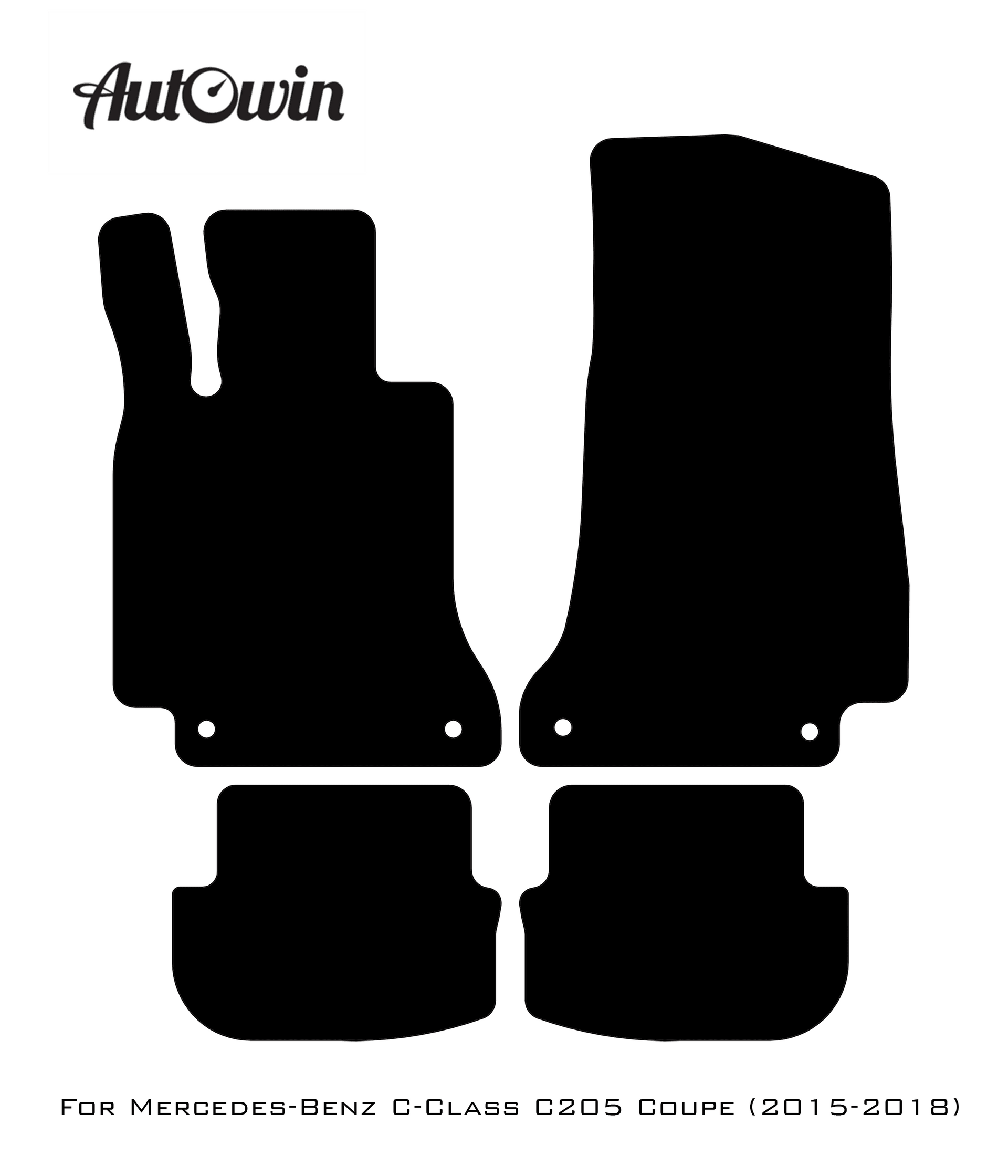 Black Luxury Floor Mats For Mercedes Benz C-Class C205 Coupe (2015-2018) | ER56 Design - AutoWin